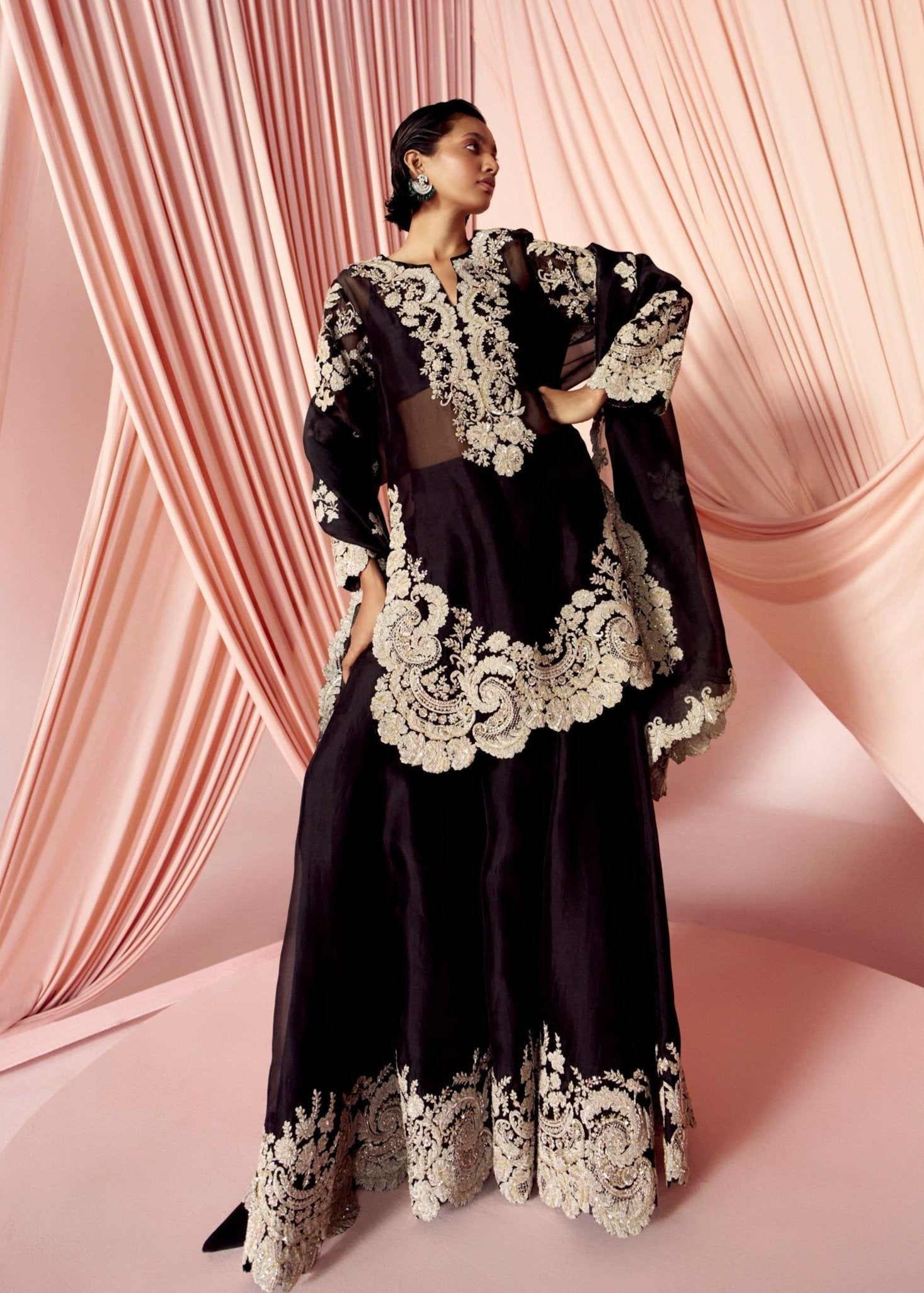Mari black Bustier and sharara main image 1
