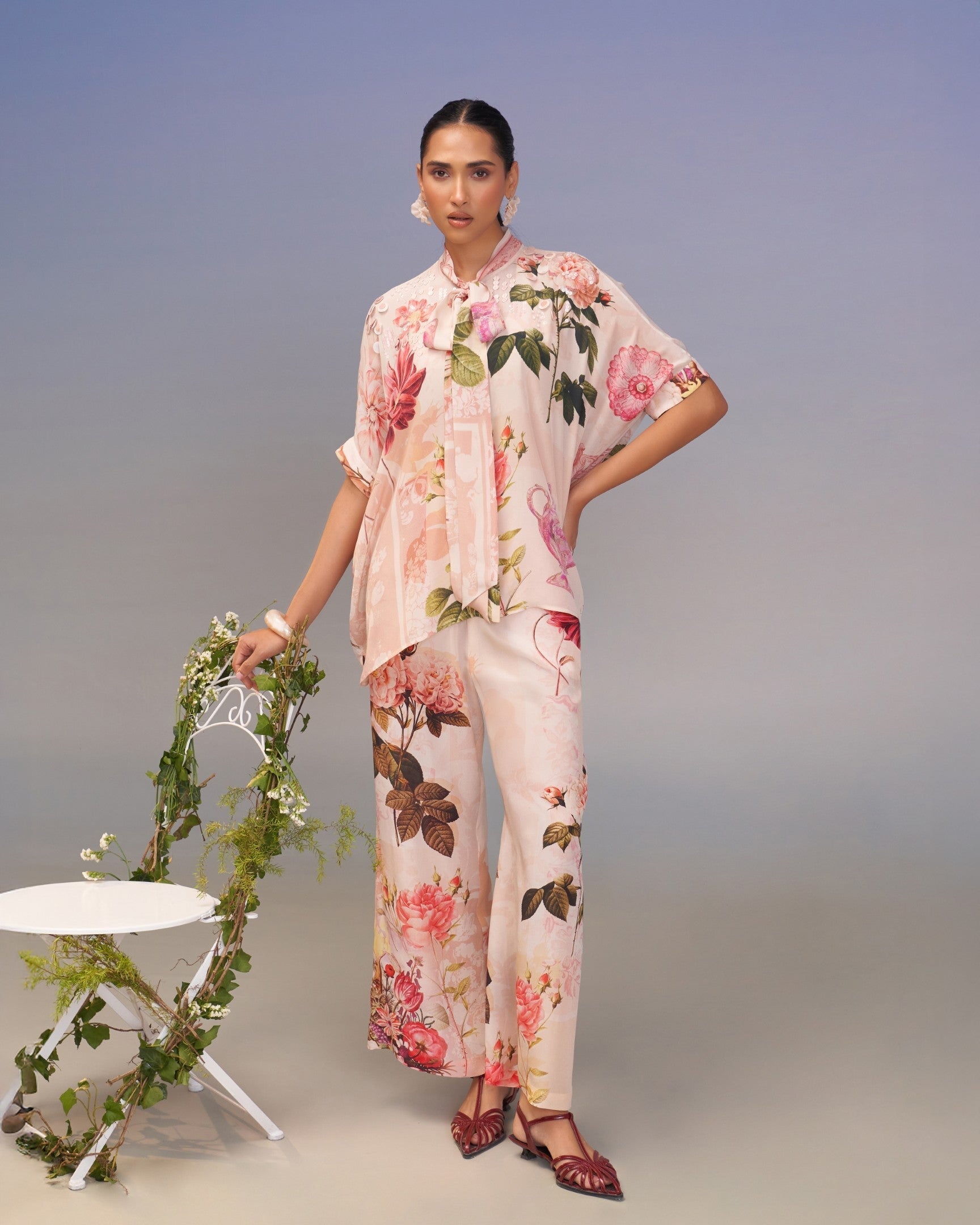 ROMA EMBELLISHED TOP WITH STRAIGHT PANTS