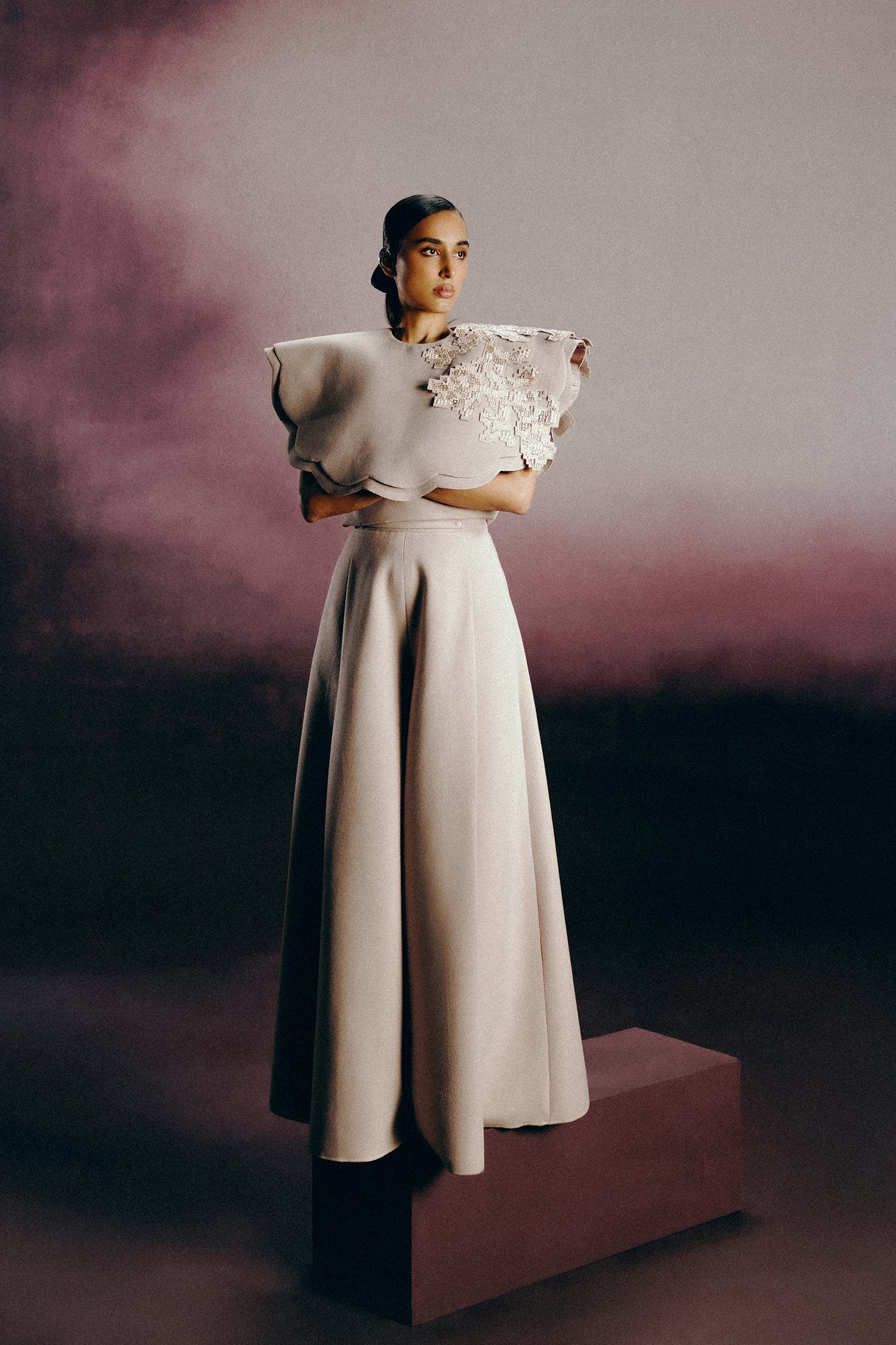 GLAZE HIGH-WAIST FLARED TROUSERS
