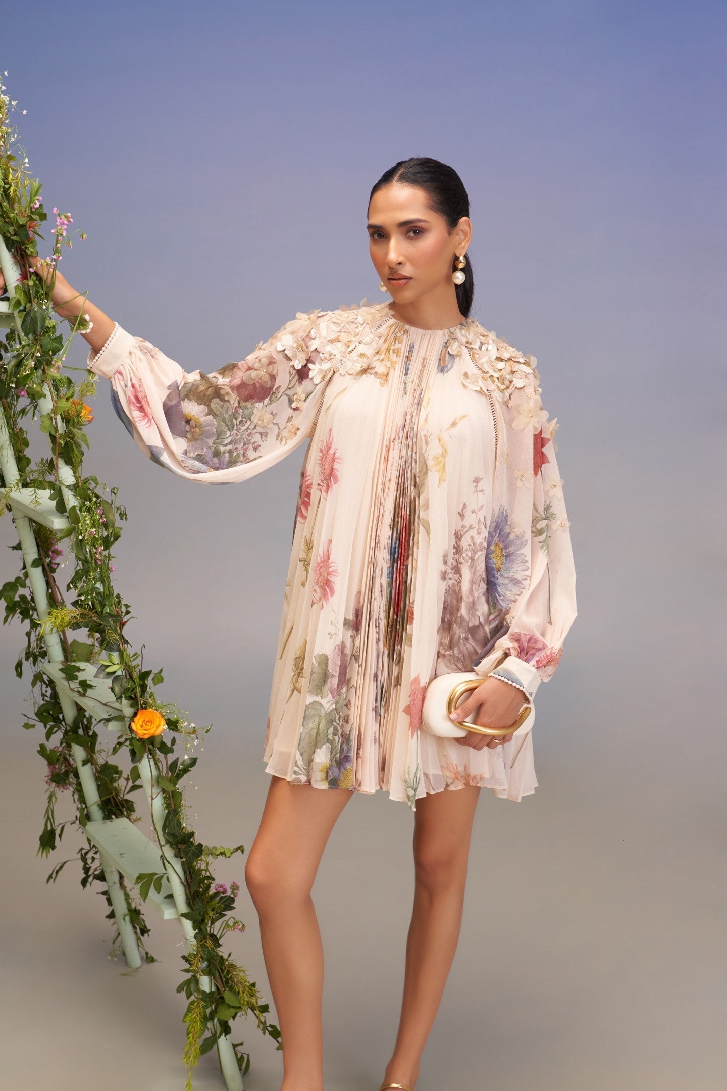 BERTHA PLEATED MINI DRESS