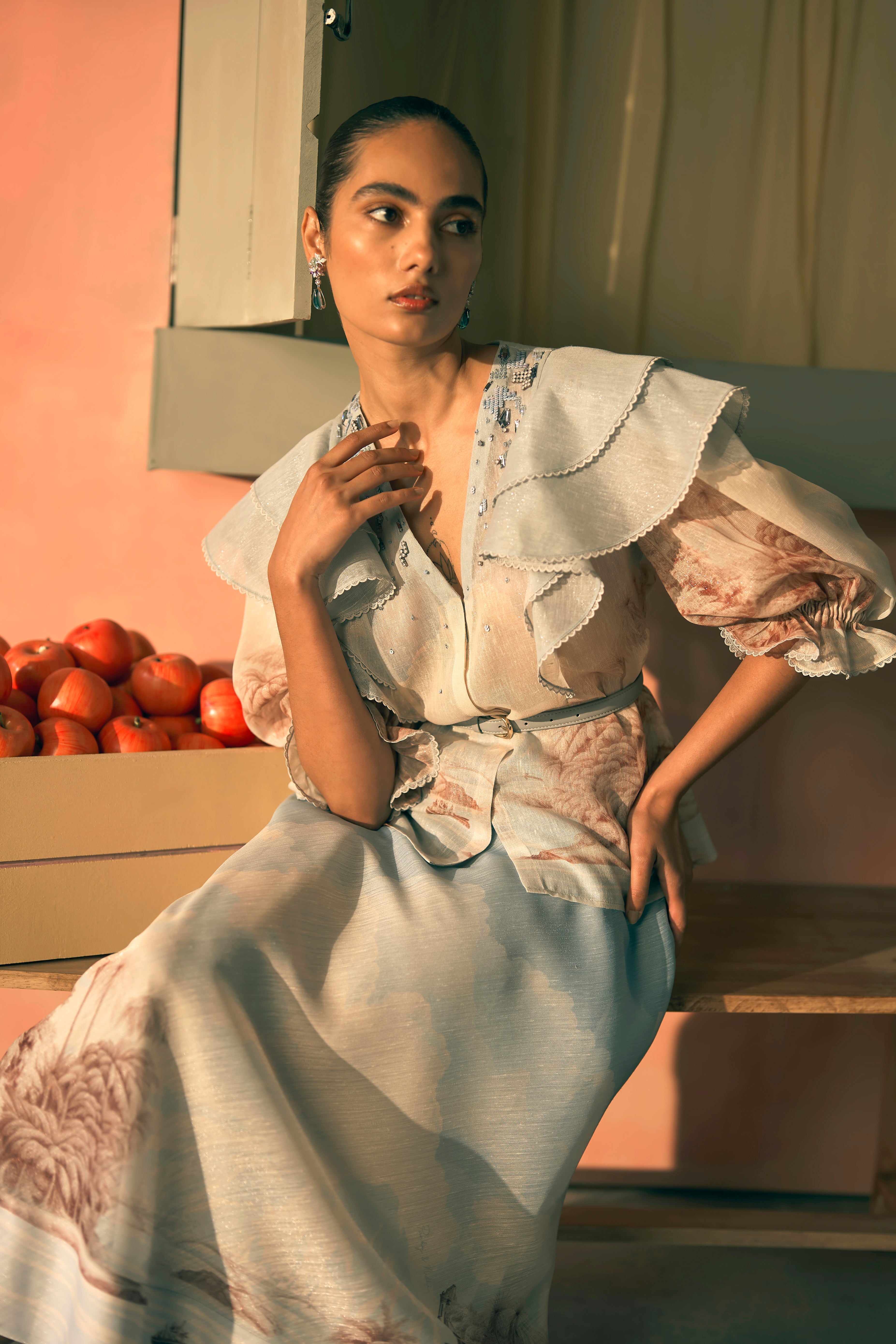Porto Delft Bloom Top And Skirt