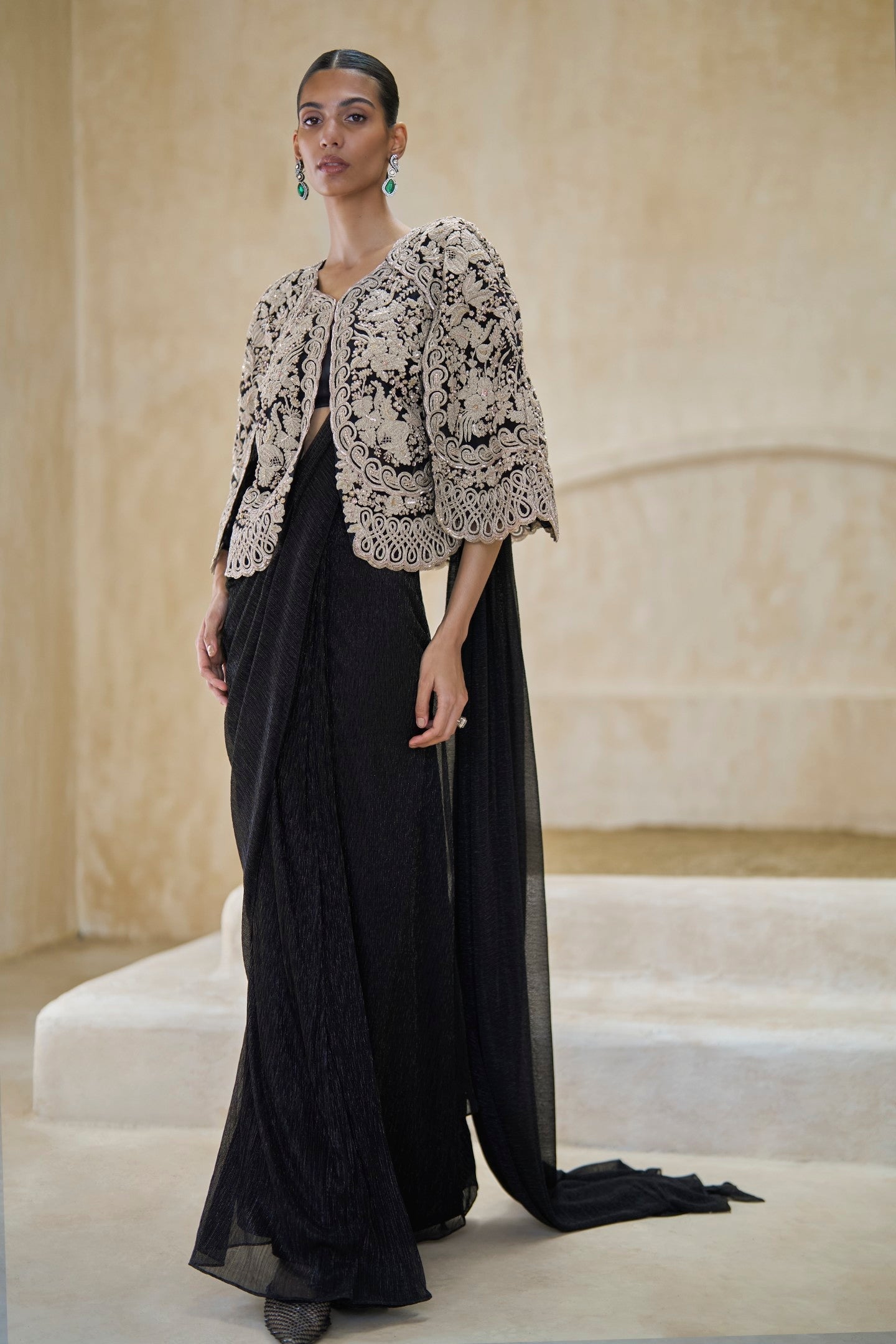 Serene Majesty Saree And Cape Set