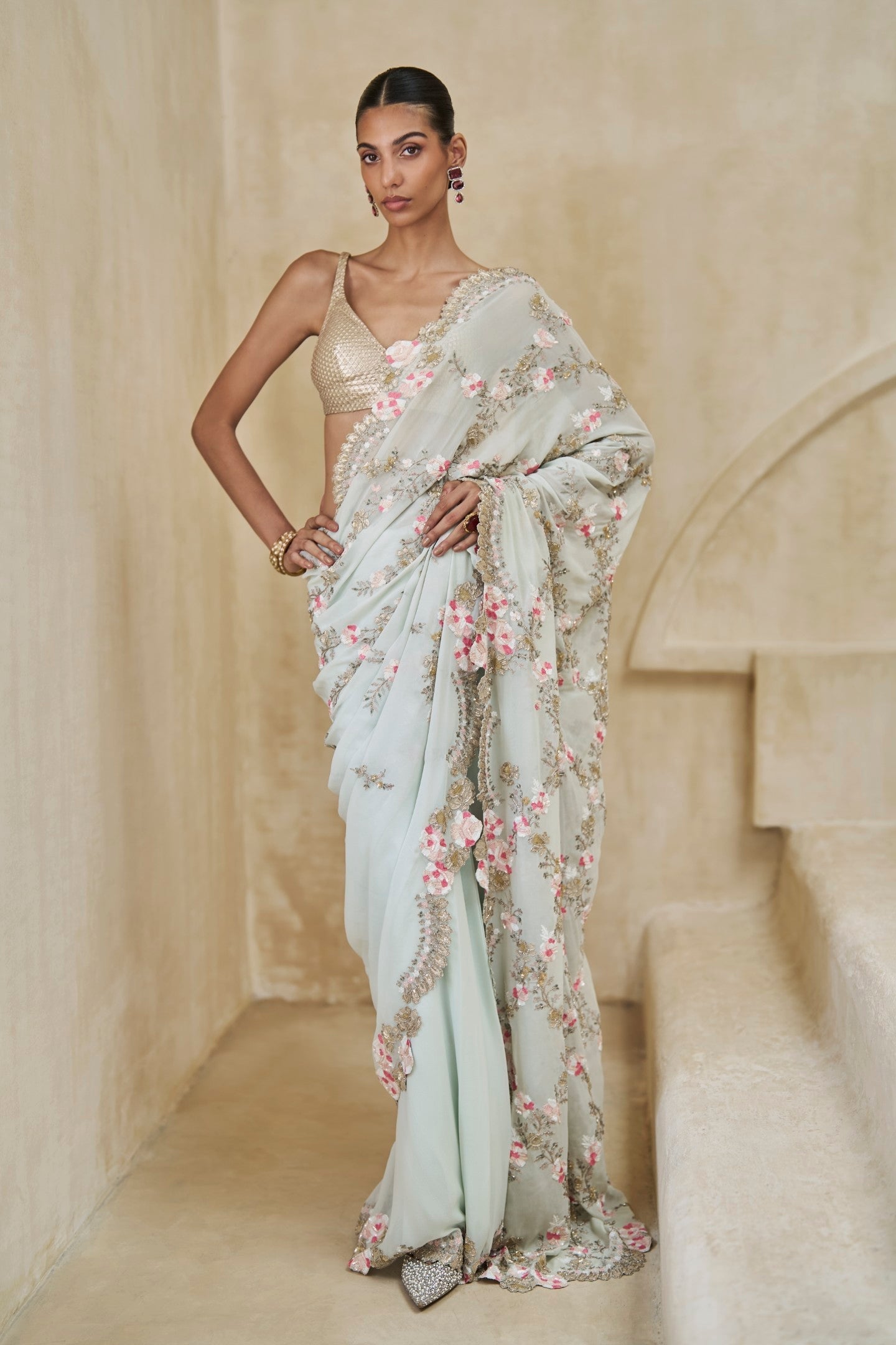 Marina Mist Saree And Blouse Set