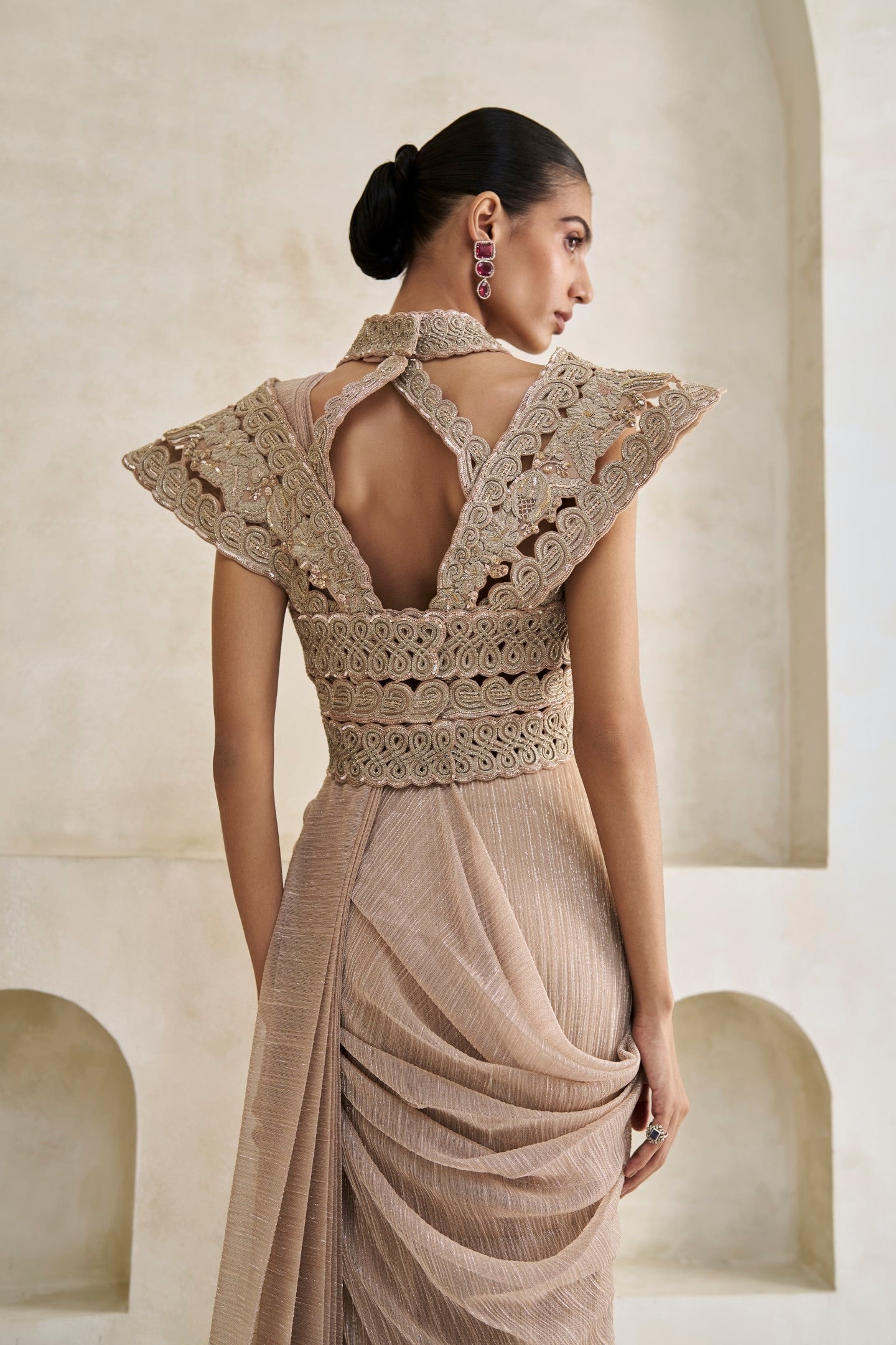 Celosia Arched Saree And Harness Set