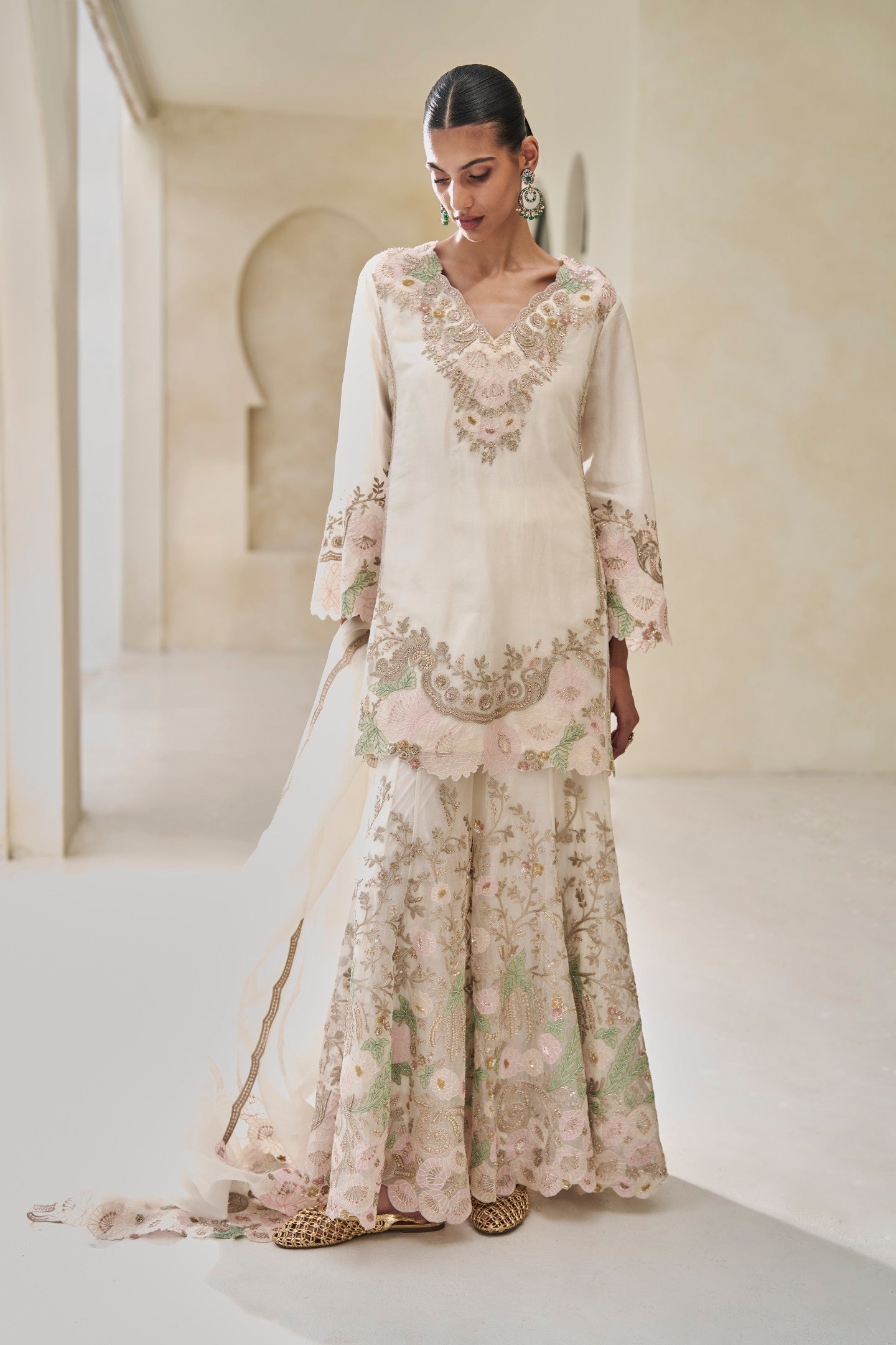 Lush Arbor Embroidered Sharara Set