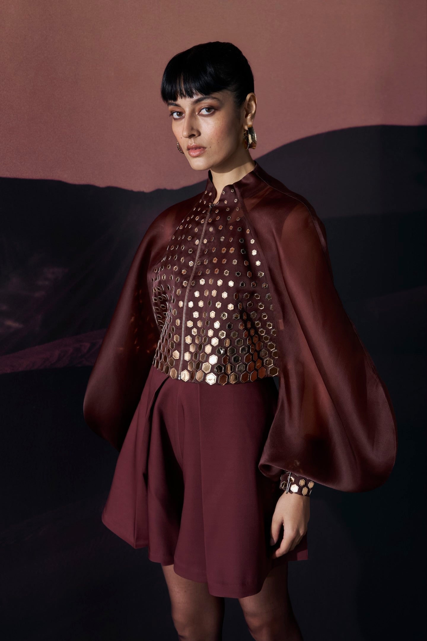 Araquis Garnet Halo Ensemble Bomber jacket