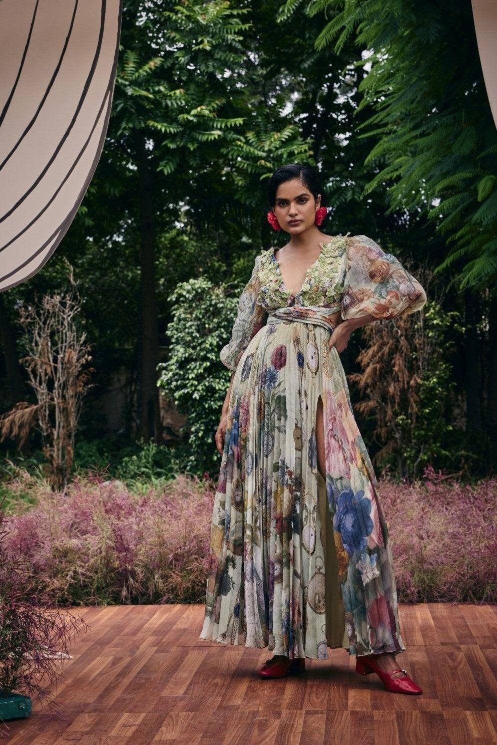 pleated crossover maxi dress Toperth Forest Green Crossover V-Neck Cut-Out Pleated Maxi Dress Toperth