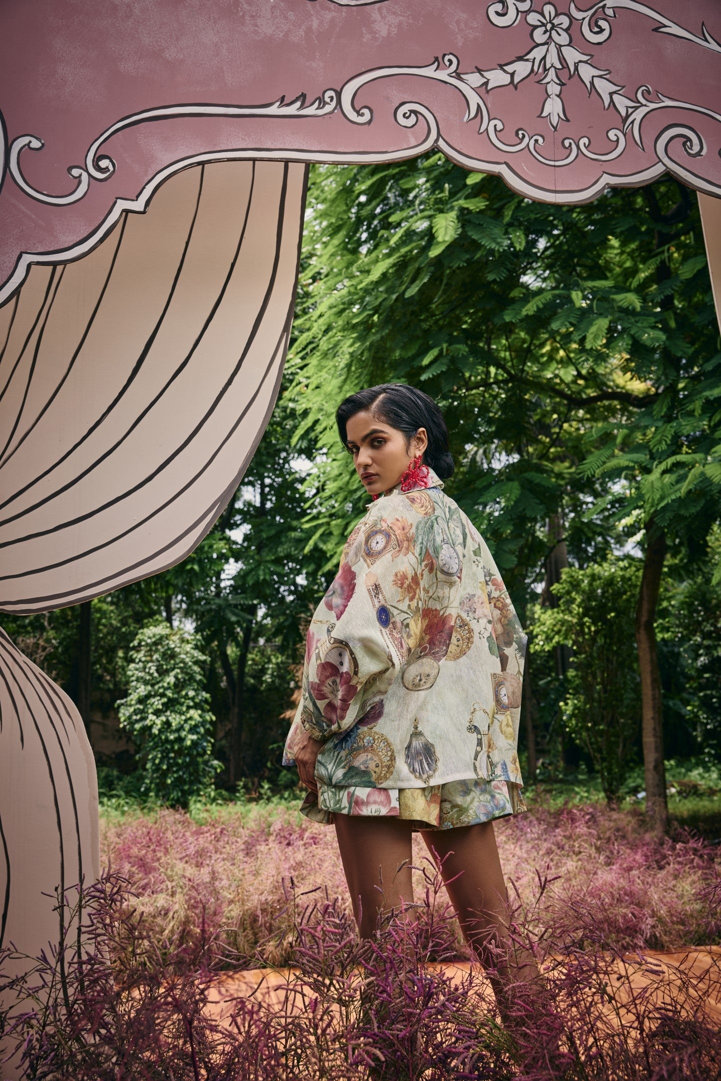 Antiquity Embellished Relaxed Shirt and Pleated Mini Skorts