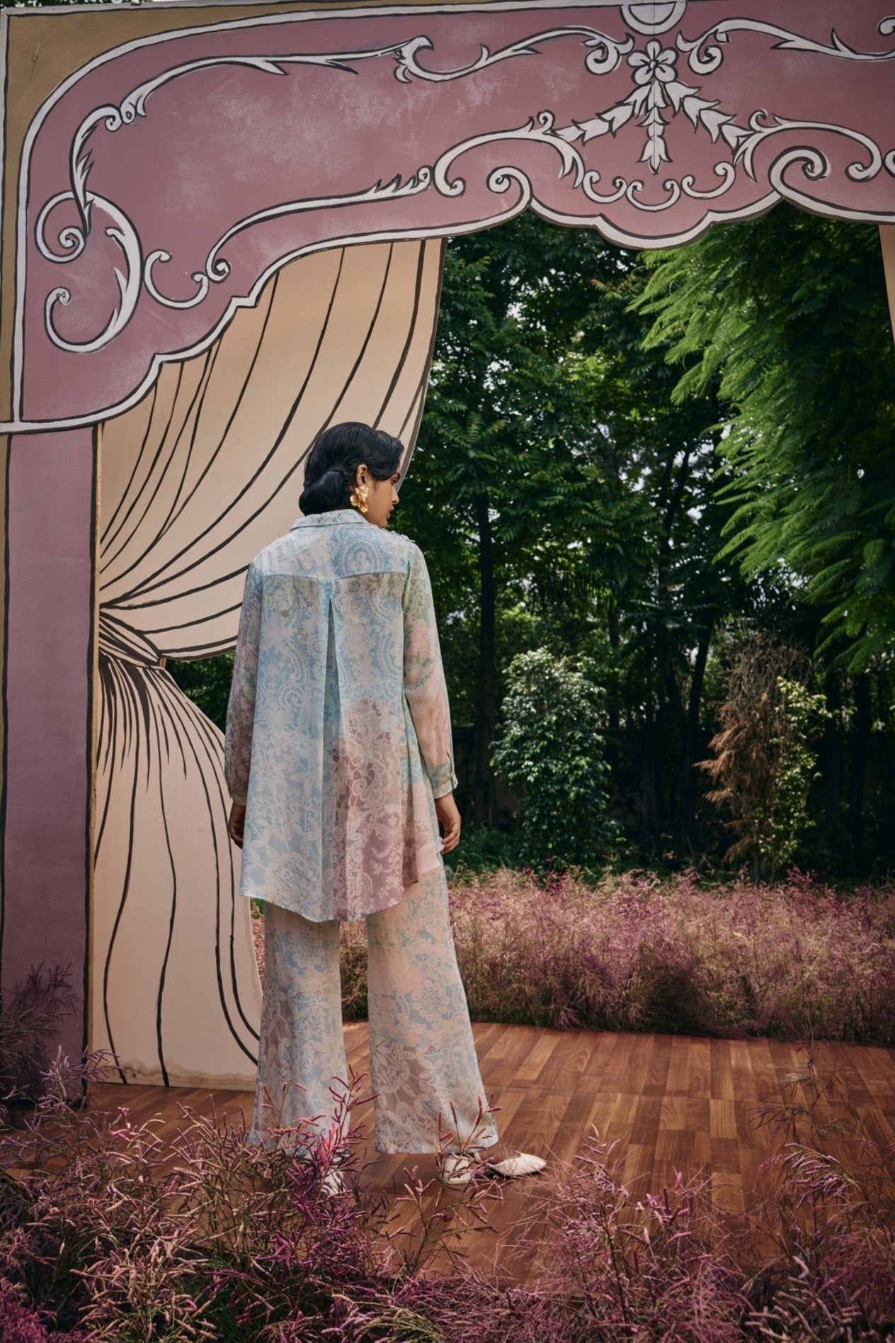 Maxim Embellished High-Low Shirt and Straight Pants