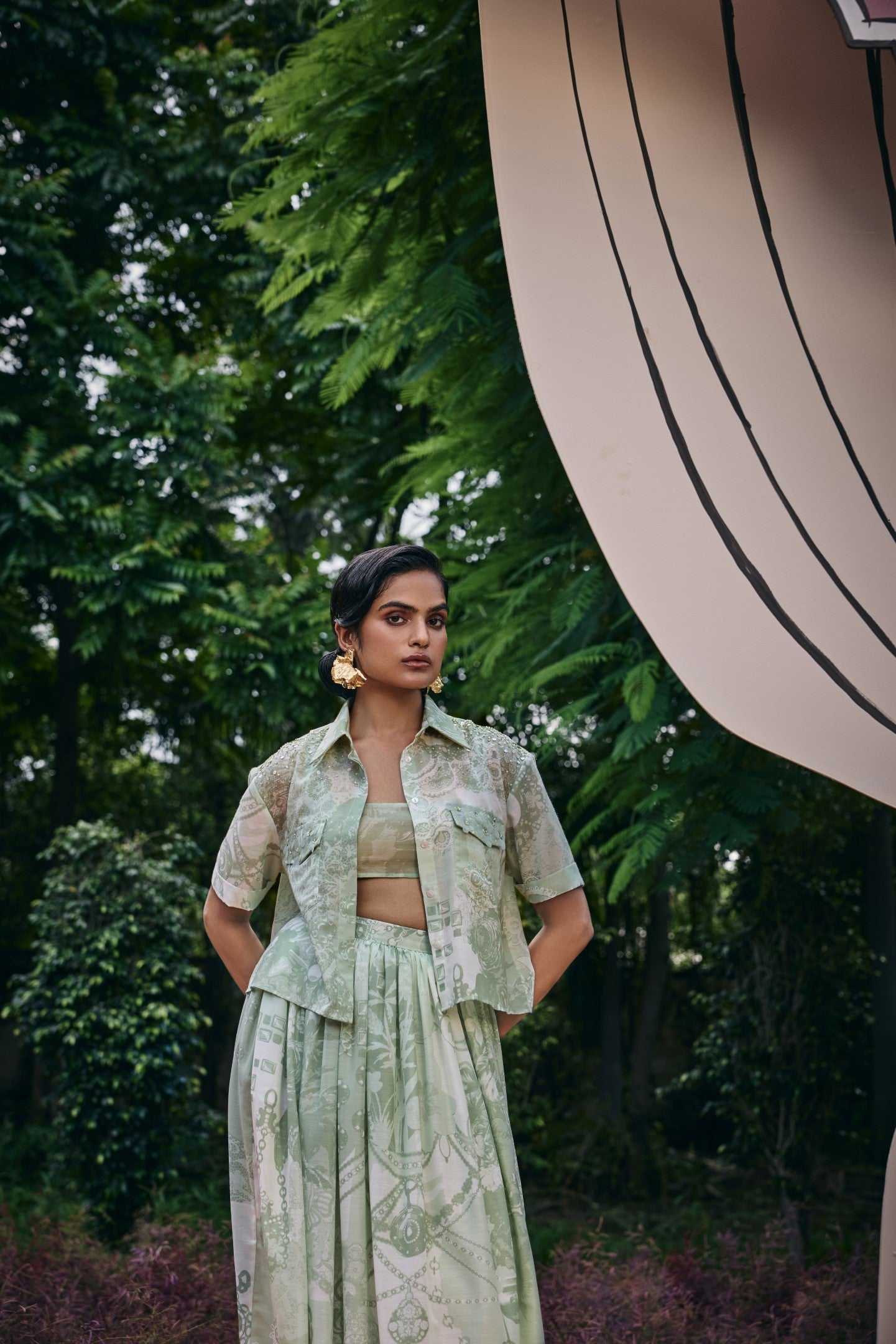 Treasure Classic Shirt and Pleated Midi Skirt