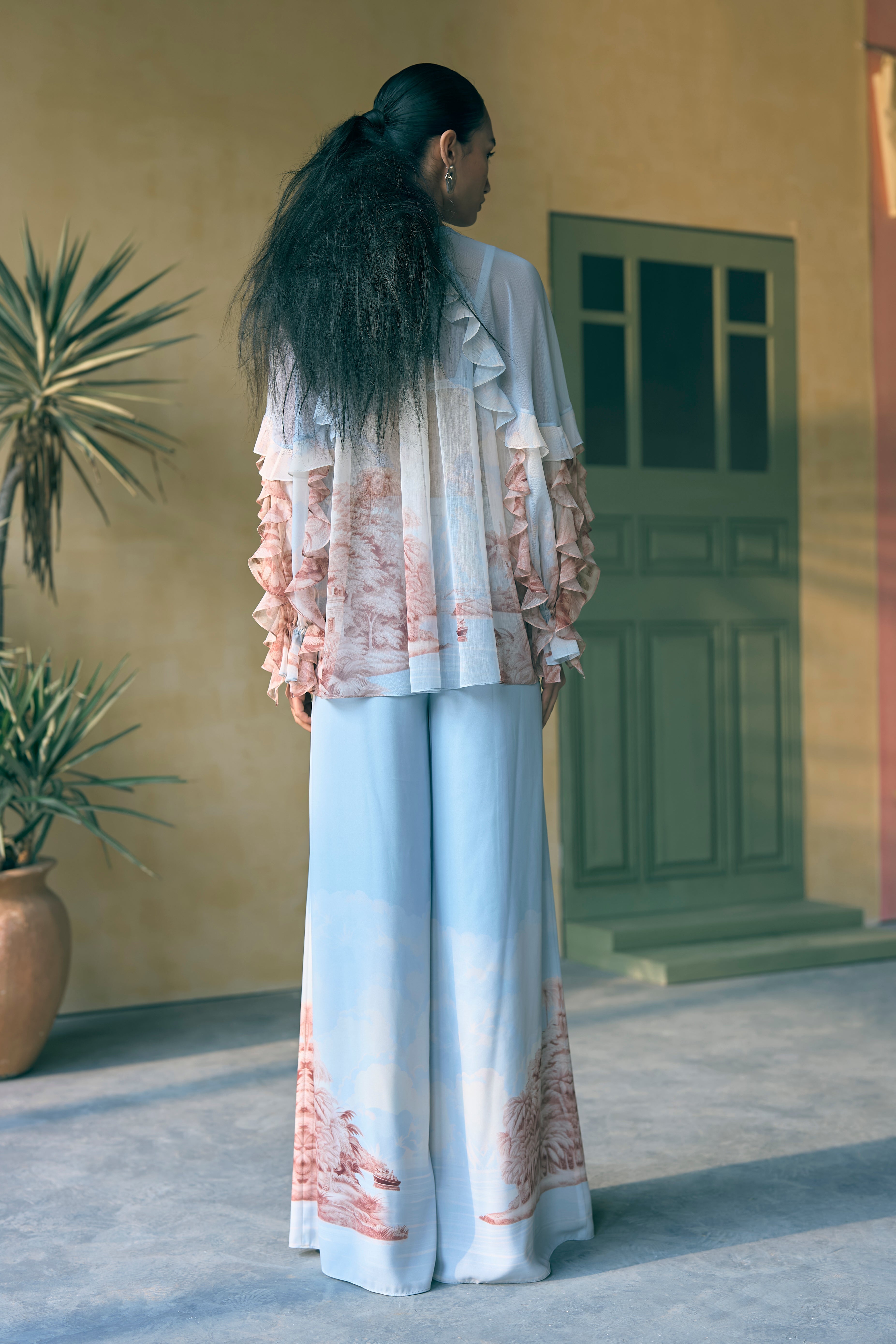 Porto Bloom Smock Top And flared Pants