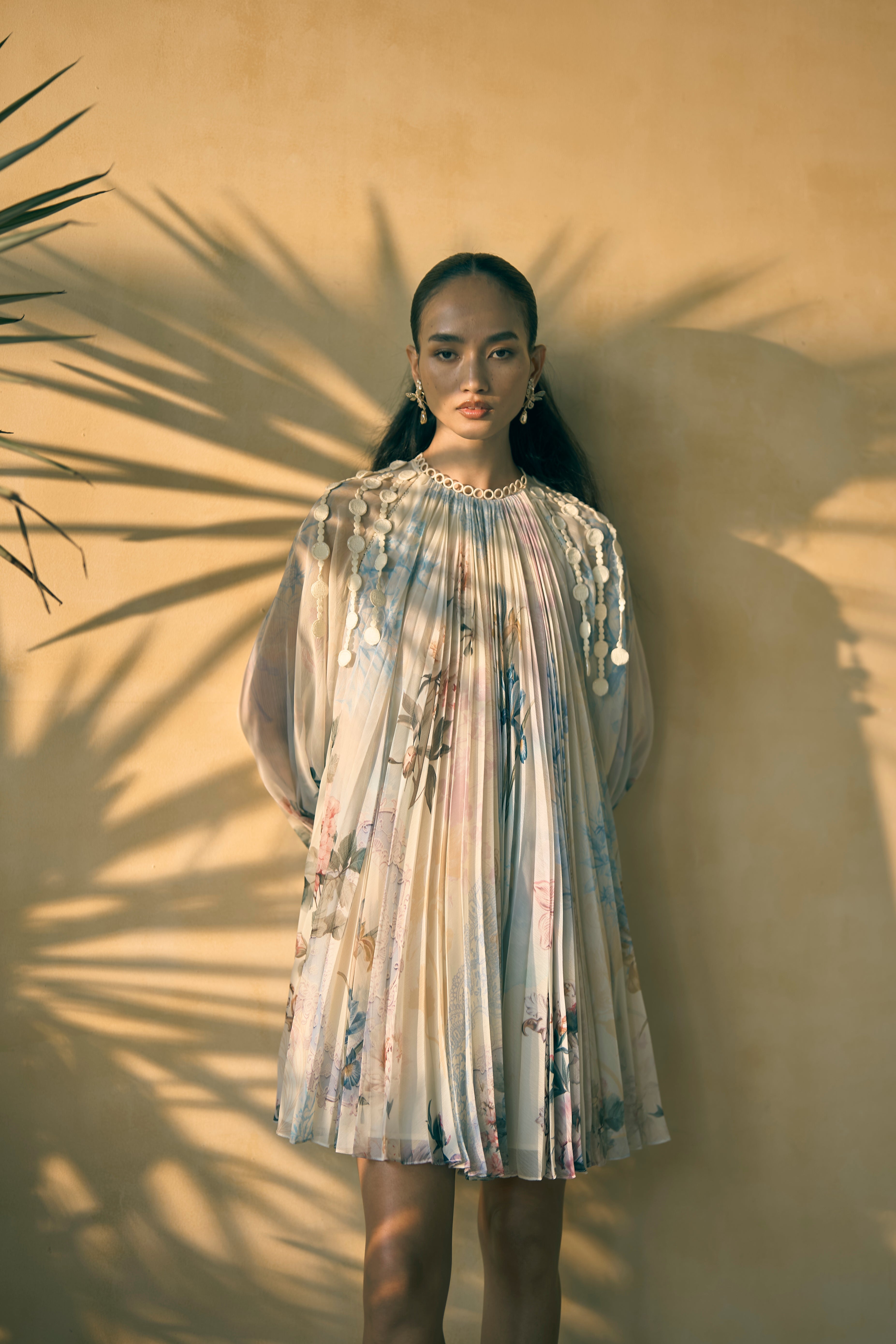 Porto Sage Sfumato Pleated Dress