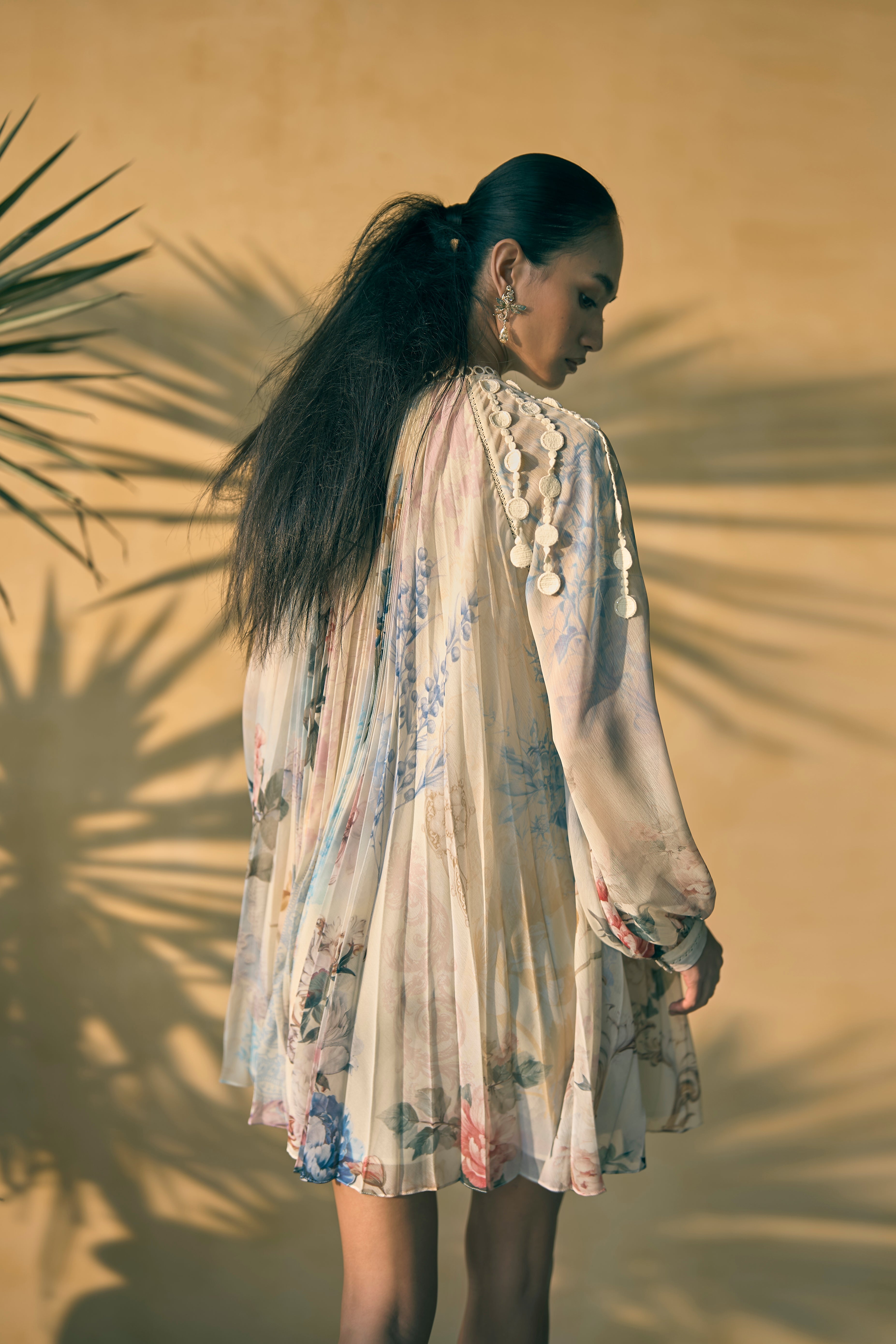 Porto Sage Sfumato Pleated Dress