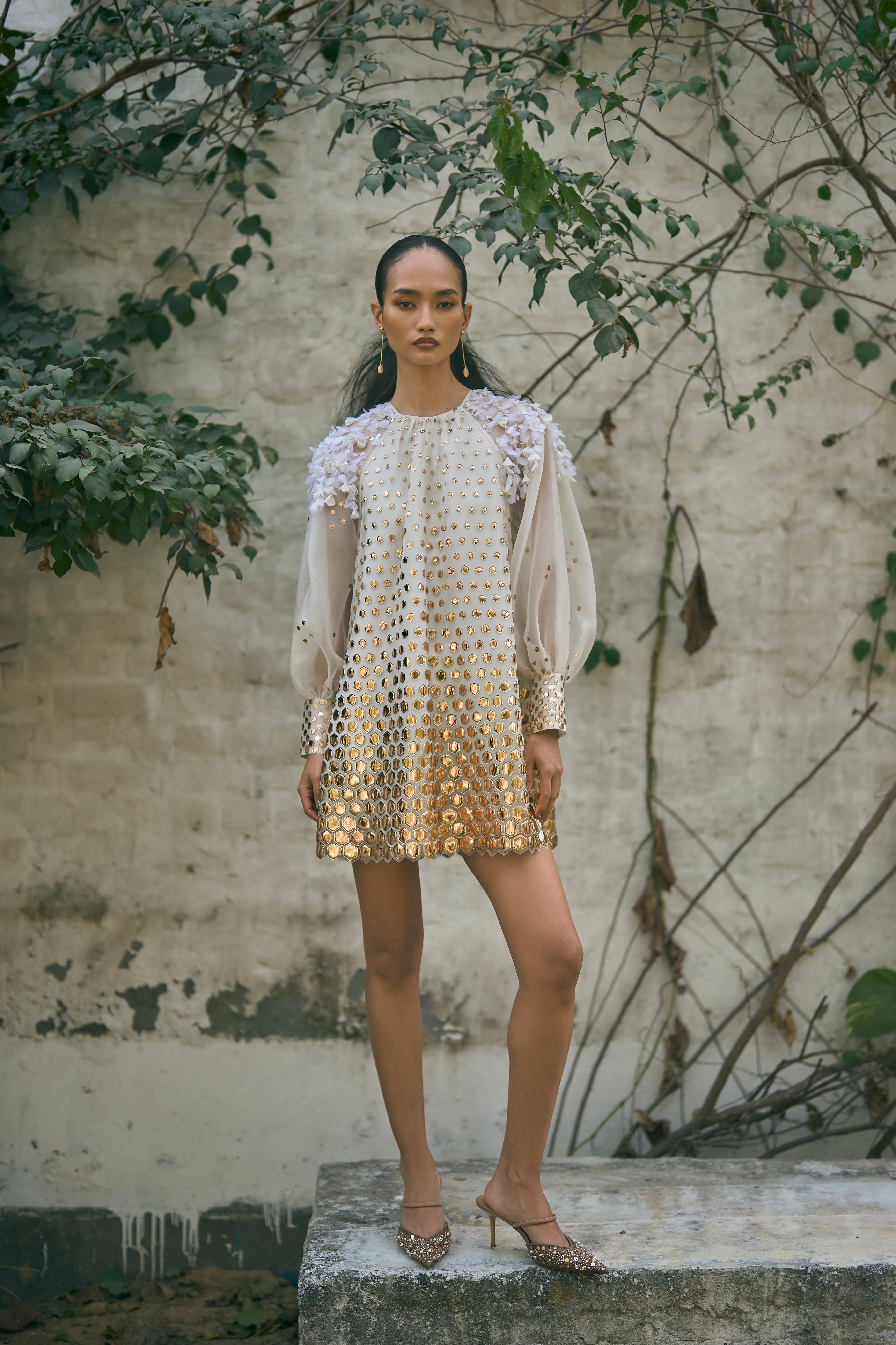 Auric Petal Shift Flora Mini Dress
