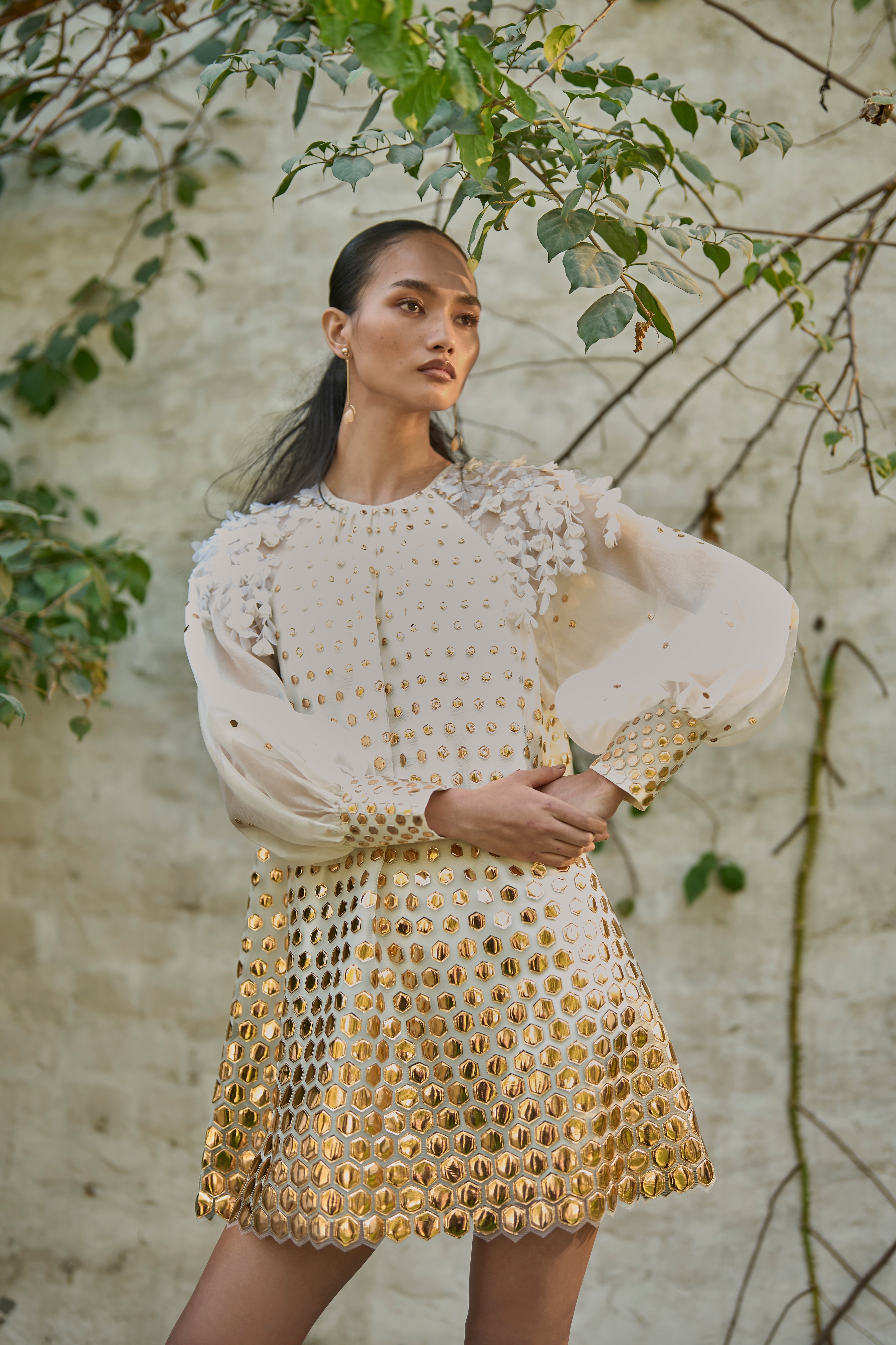 Auric Petal Shift Flora Mini Dress