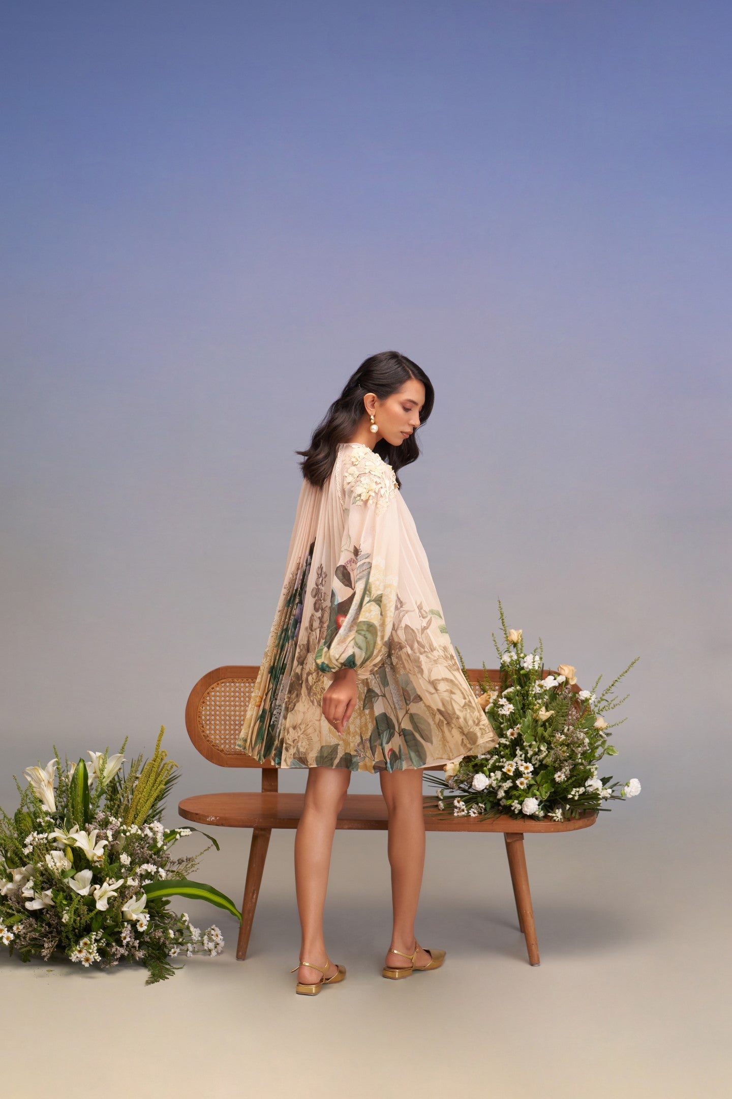 SNOWING PLEATED MINI DRESS