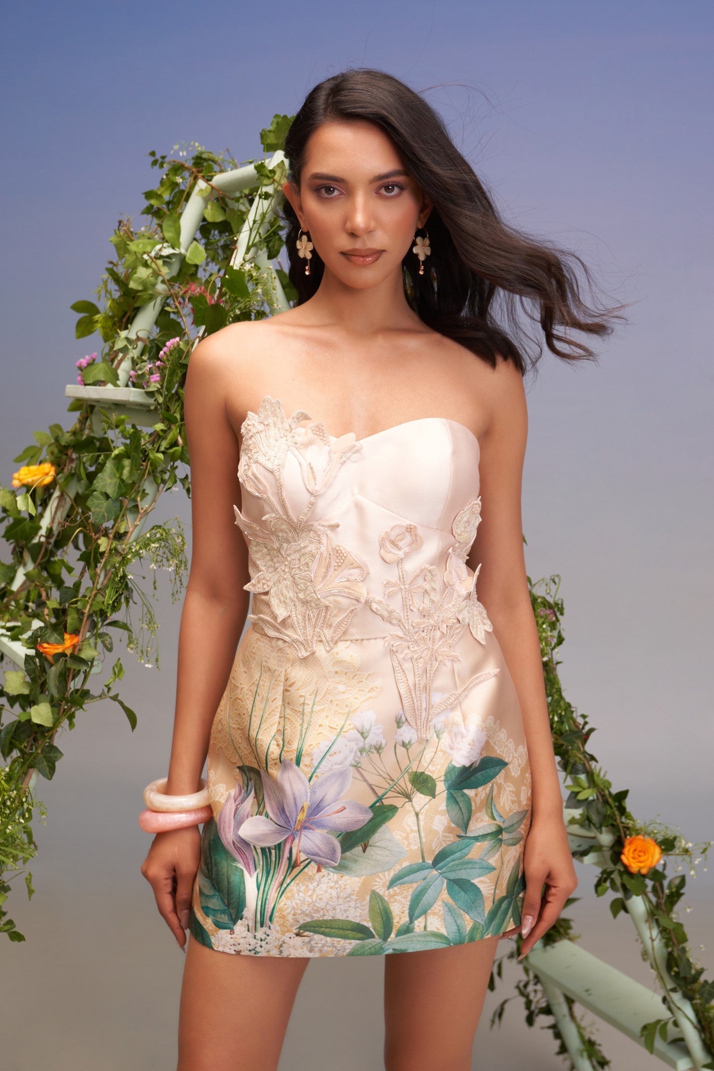 SNOWING HAND-EMBELLISHED TUBE DRESS