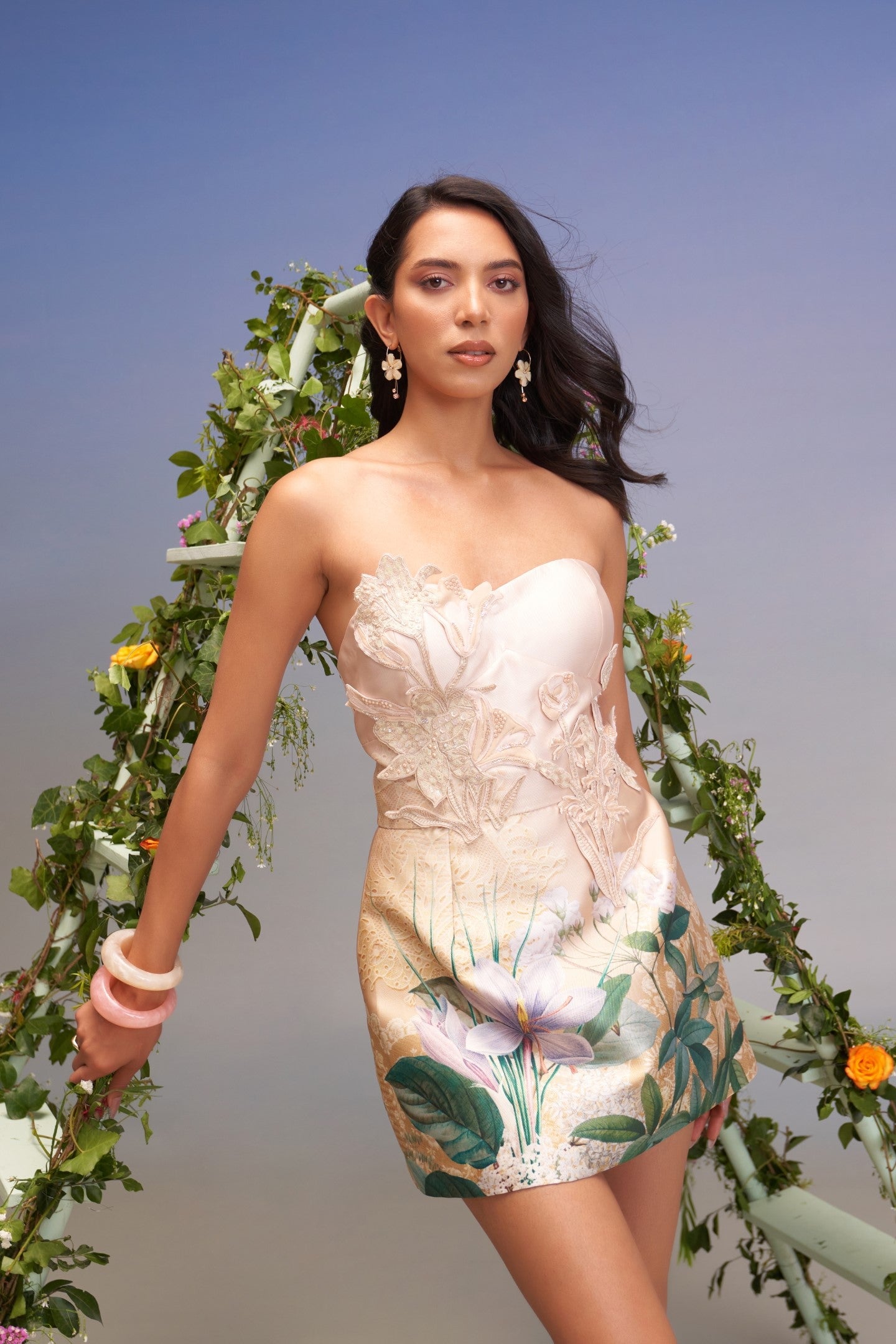 SNOWING HAND-EMBELLISHED TUBE DRESS