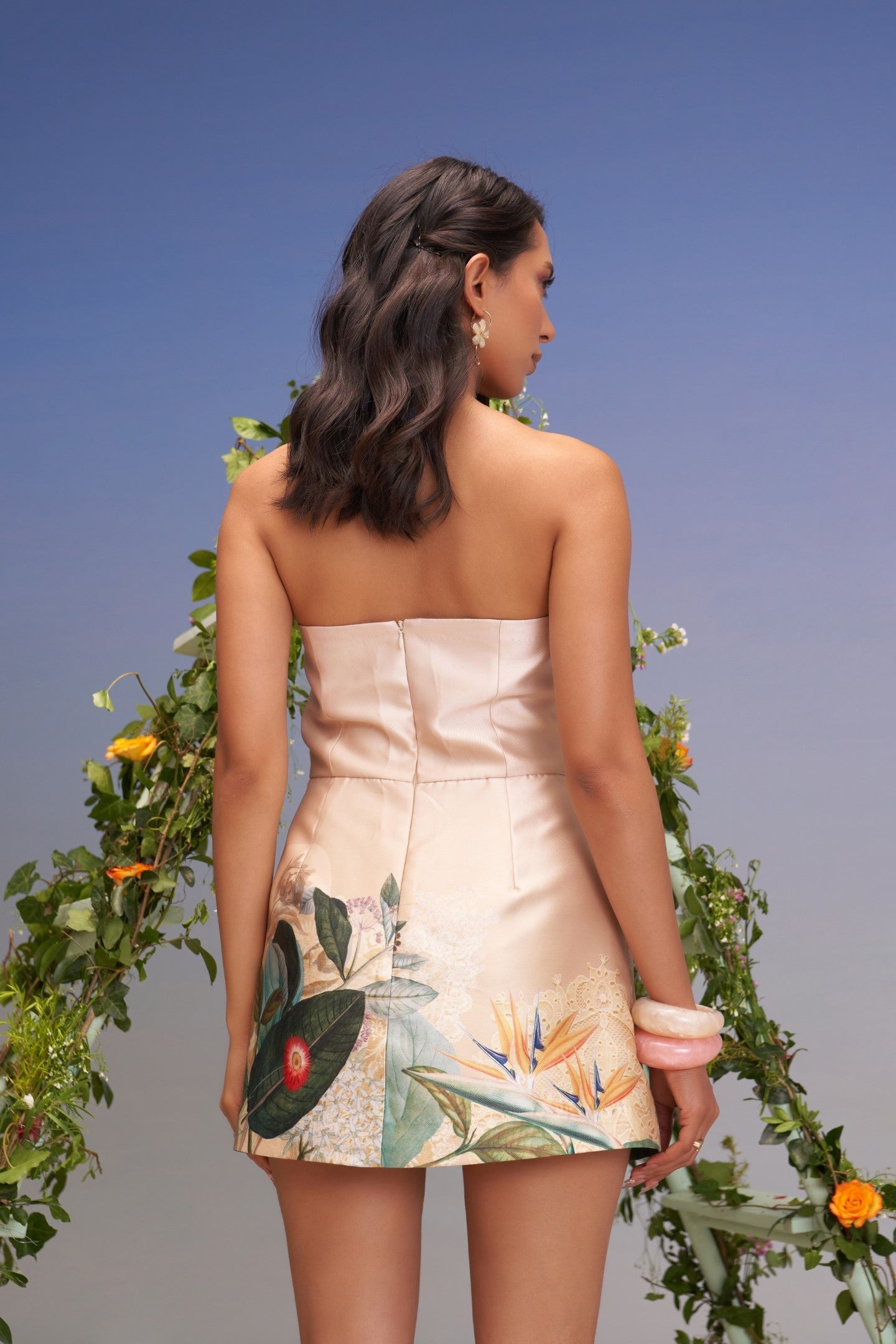 SNOWING HAND-EMBELLISHED TUBE DRESS