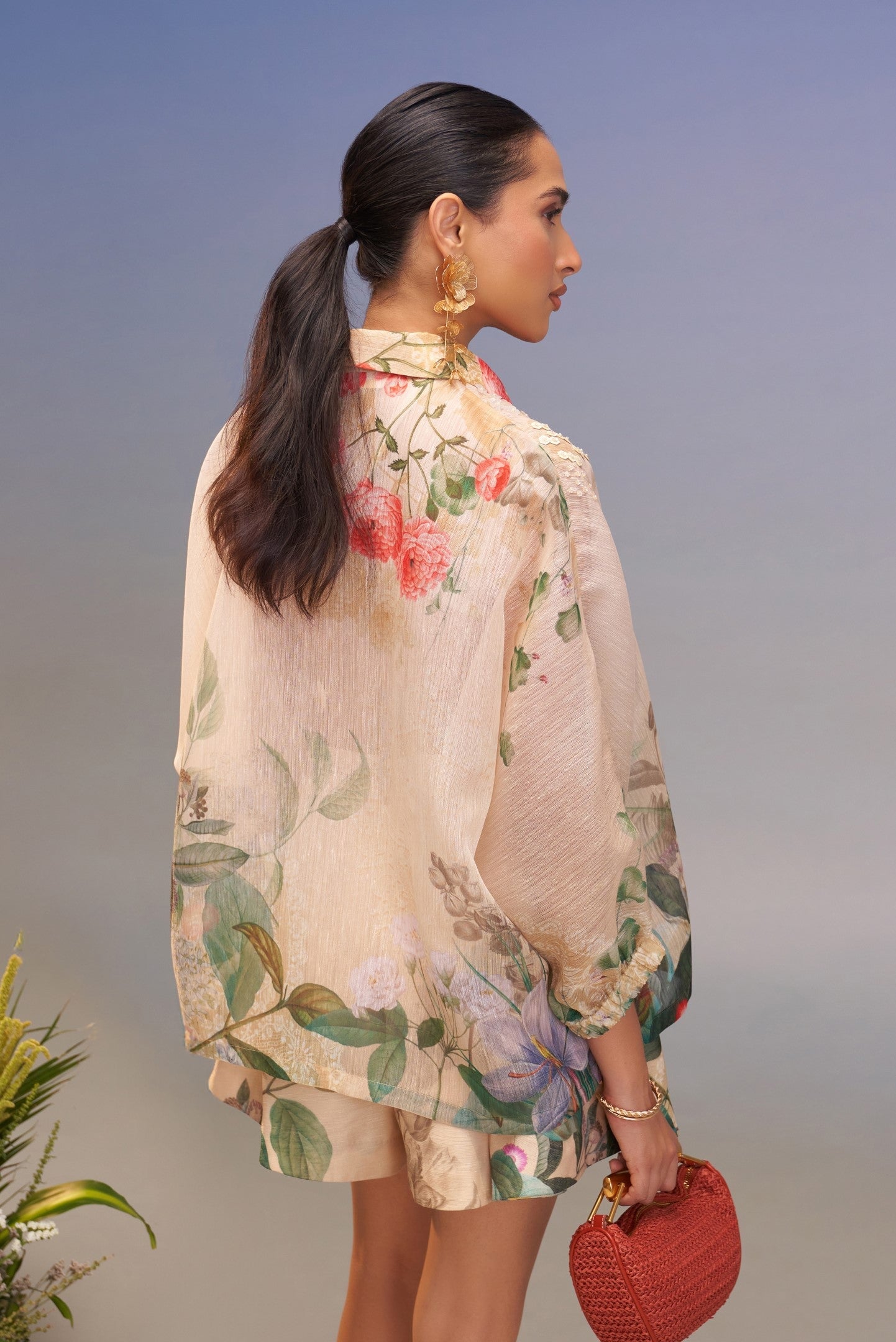 SNOWING EMBELLISHED RELAXED SHIRT AND PLEATED MINI SKORTS