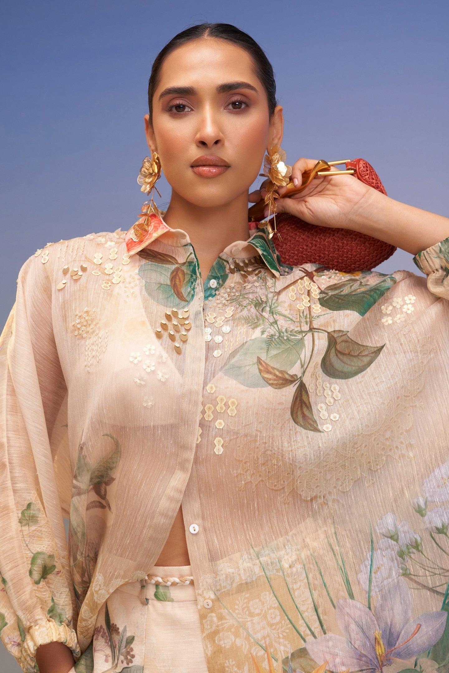 SNOWING EMBELLISHED RELAXED SHIRT
