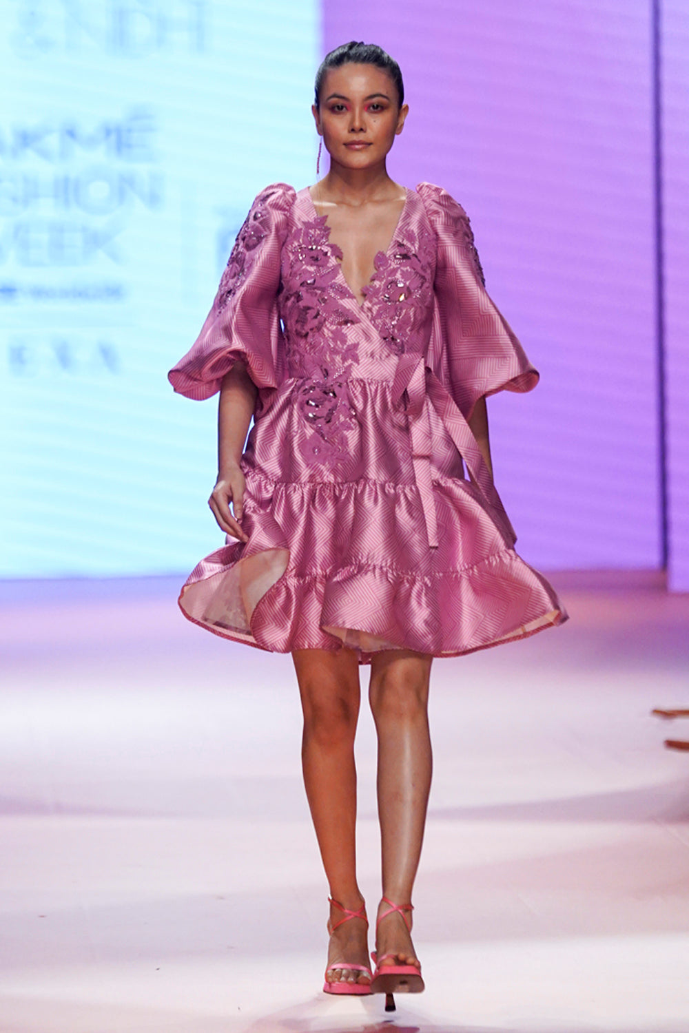 BEAM HAND EMBELLISHED FIT AND FLARE DRESS