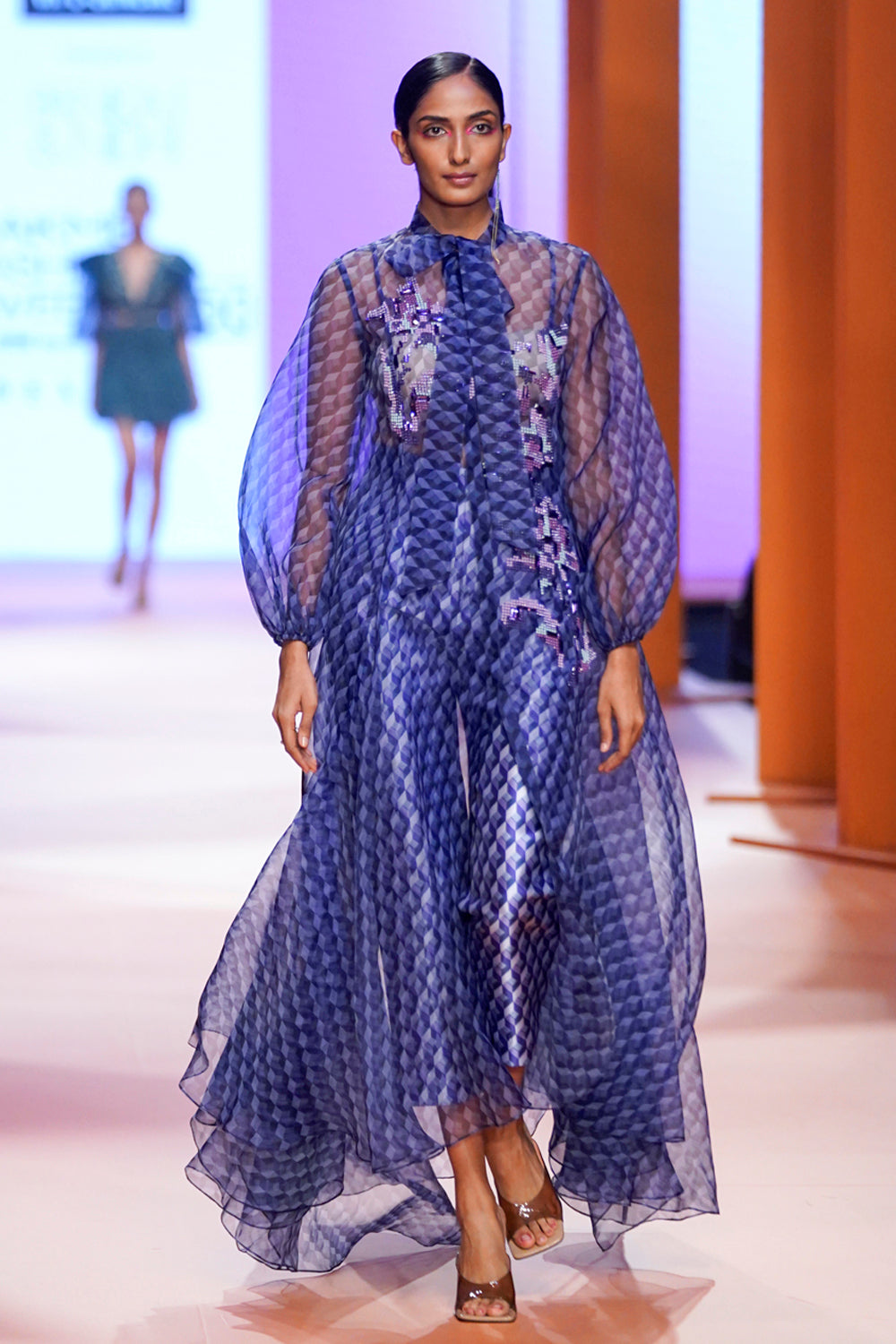 DAWN SHEER ORGANZA CAPE AND PANTS SET