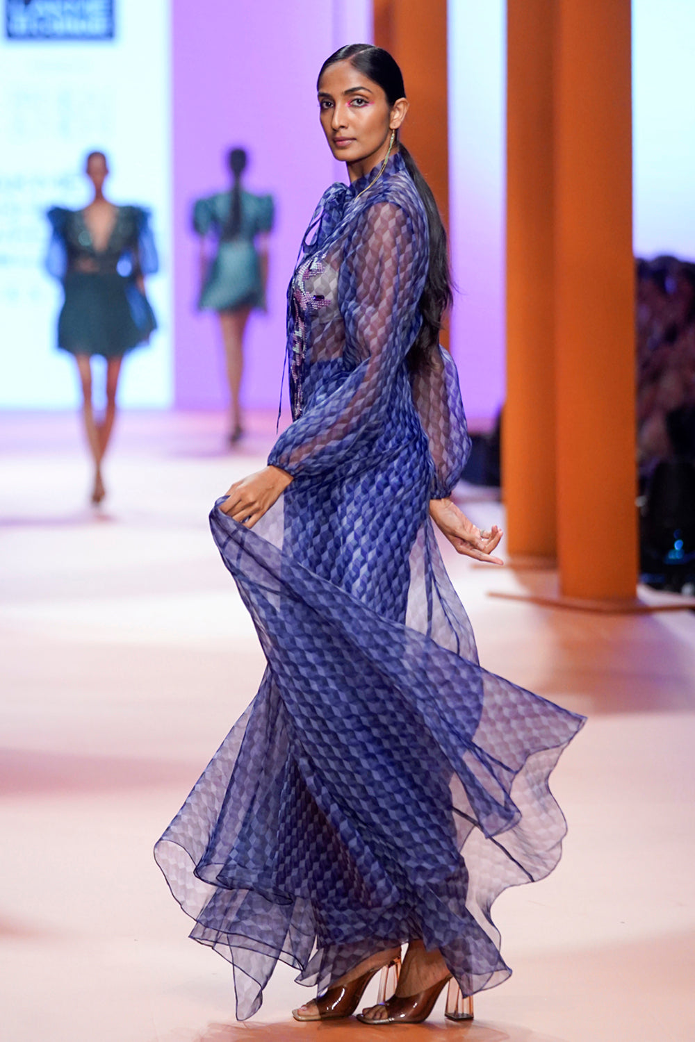 DAWN SHEER ORGANZA CAPE AND PANTS SET