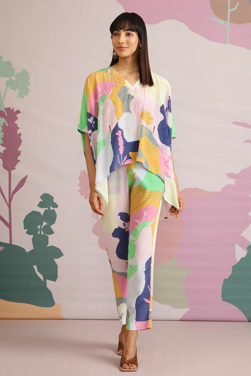 HIBIKI HAND-EMBELLISHED TOP AND PANTS SET