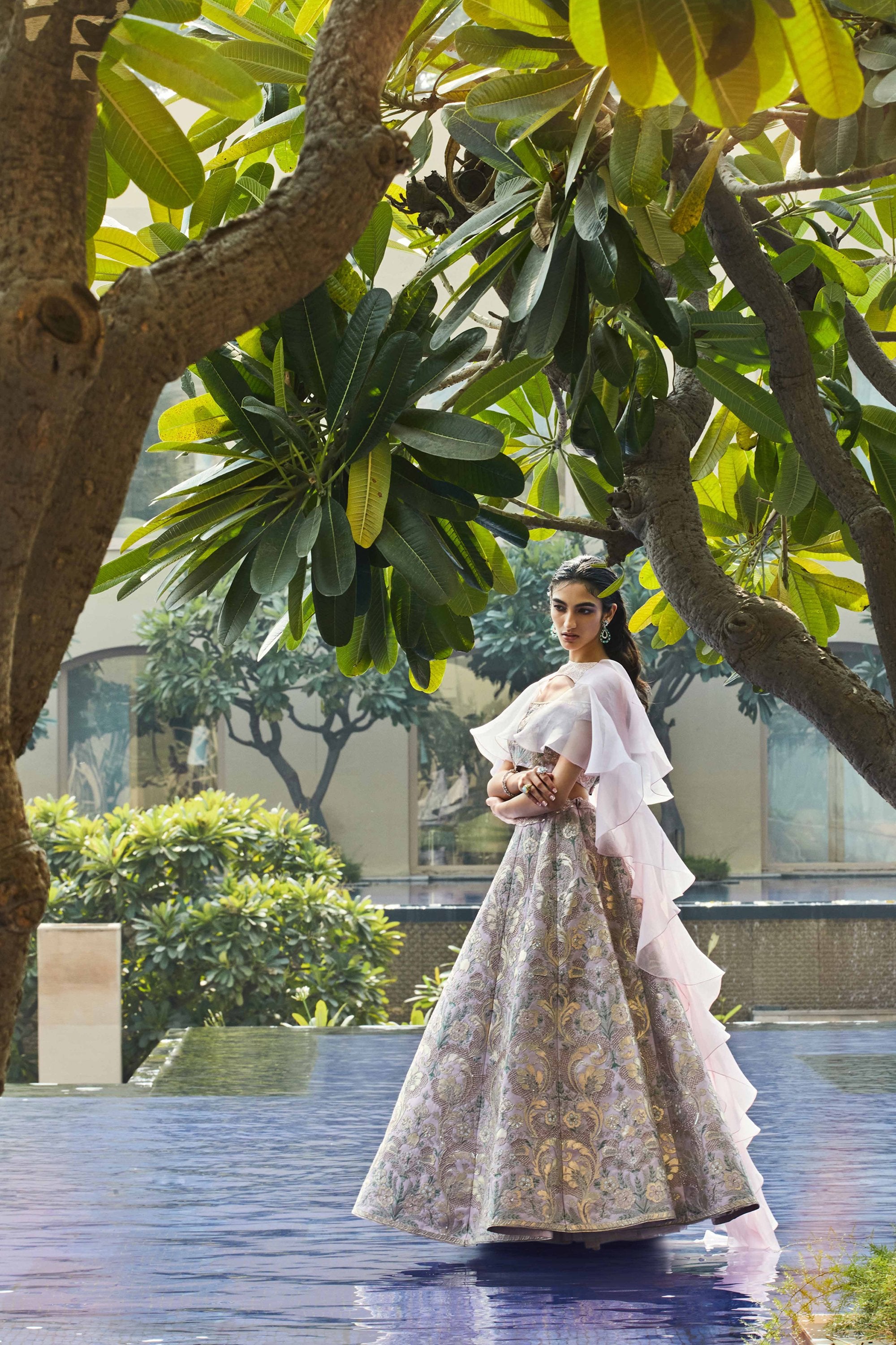 QUPID FAIRYTALE PINK HAND-EMBELLISHED LEHENGA SET