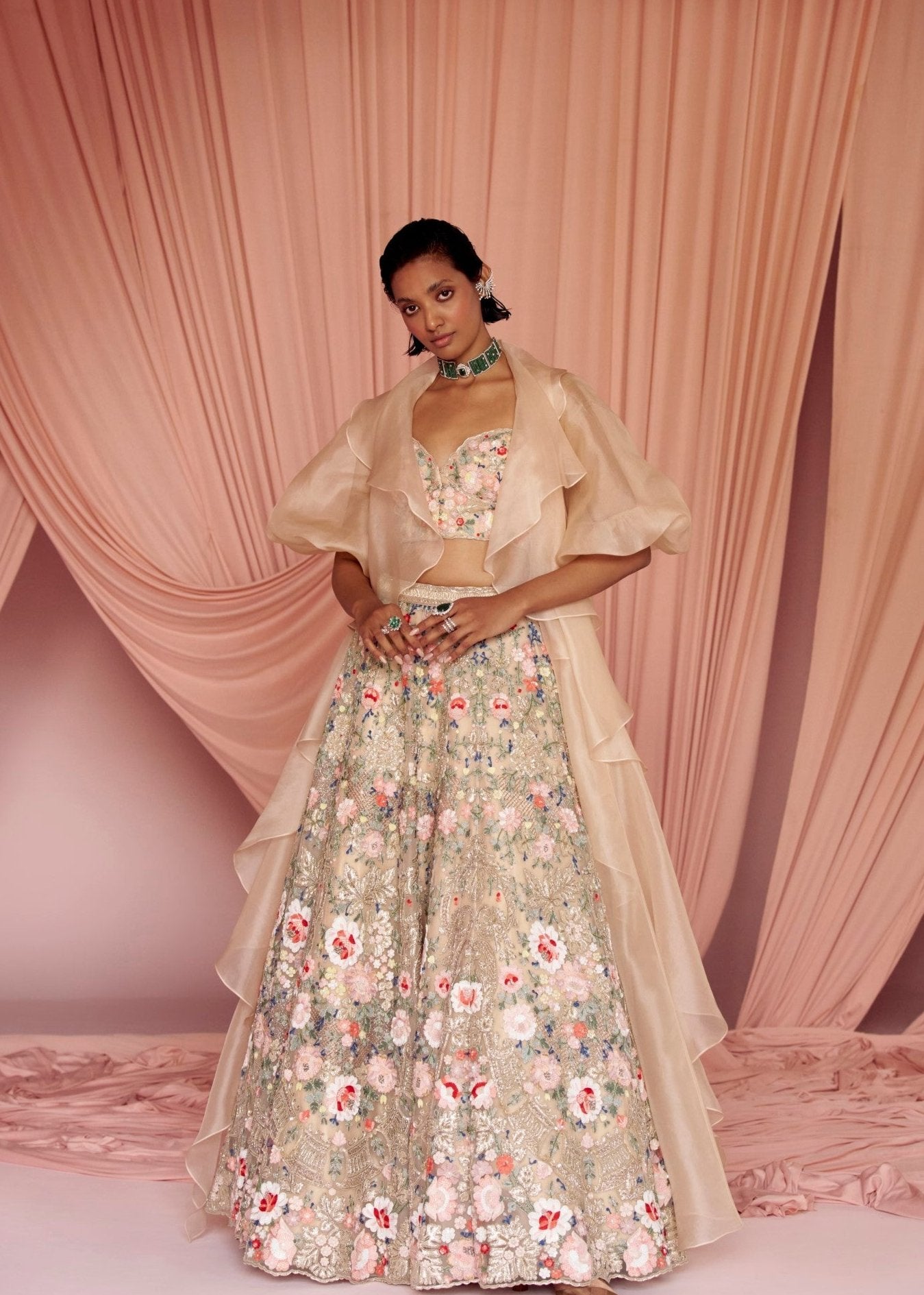 Miera Ecru-Multicolored Lehenga Set