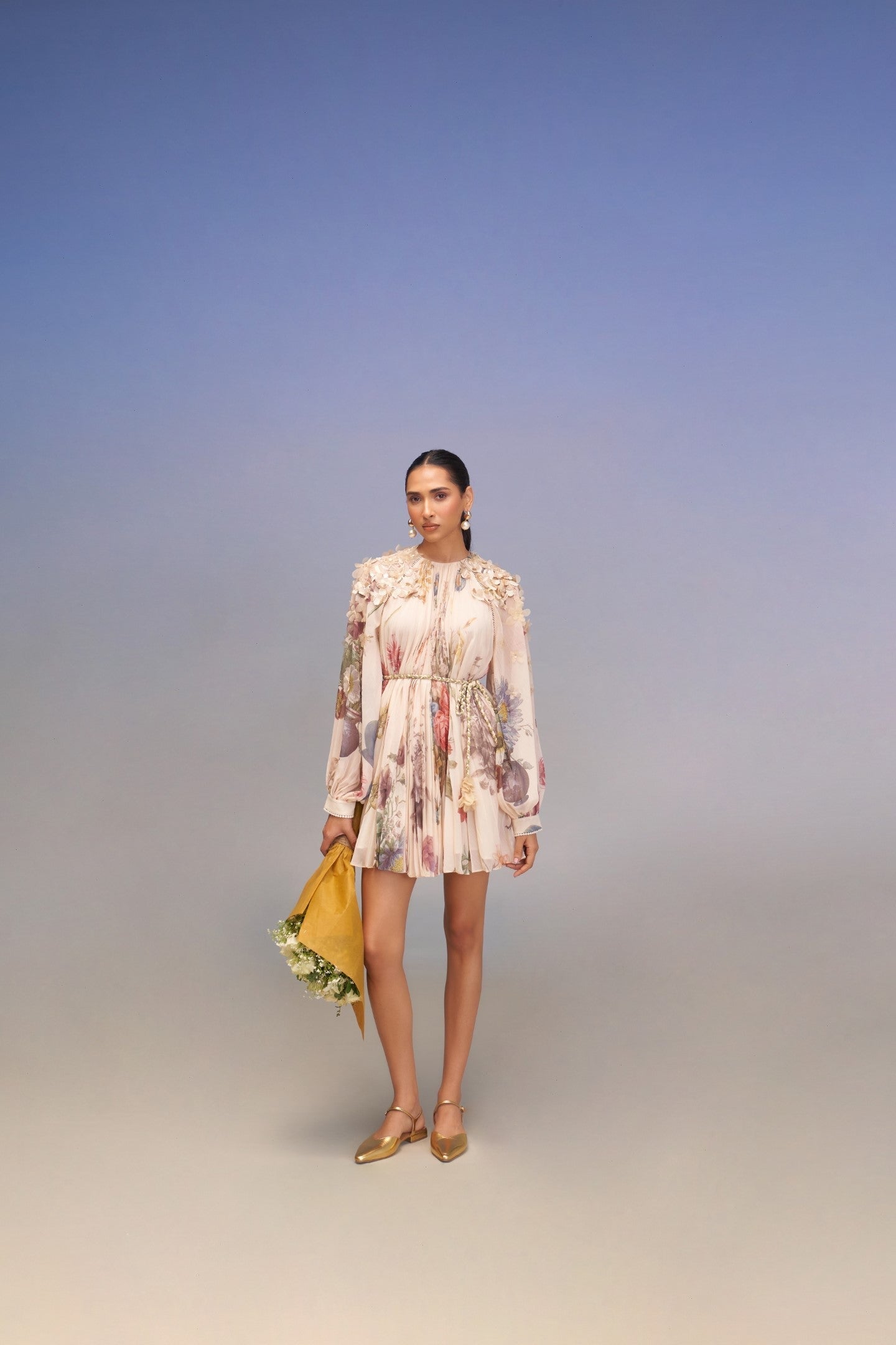 BERTHA PLEATED MINI DRESS