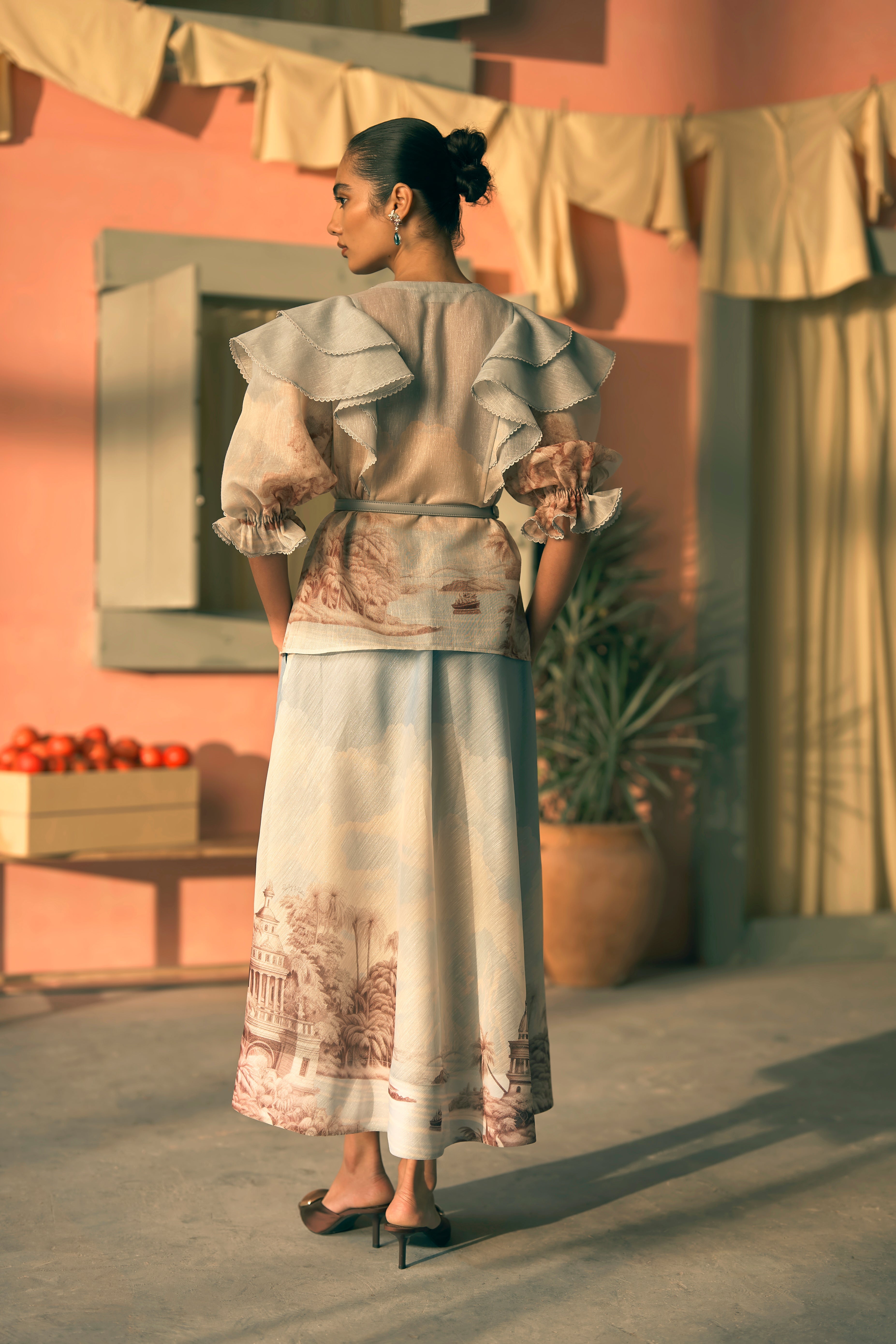 Porto Delft Bloom Top And Skirt