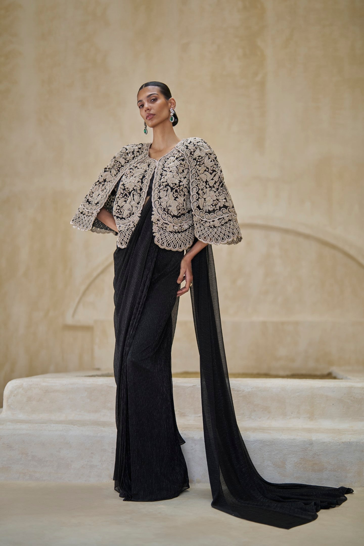 Serene Majesty Saree And Cape Set