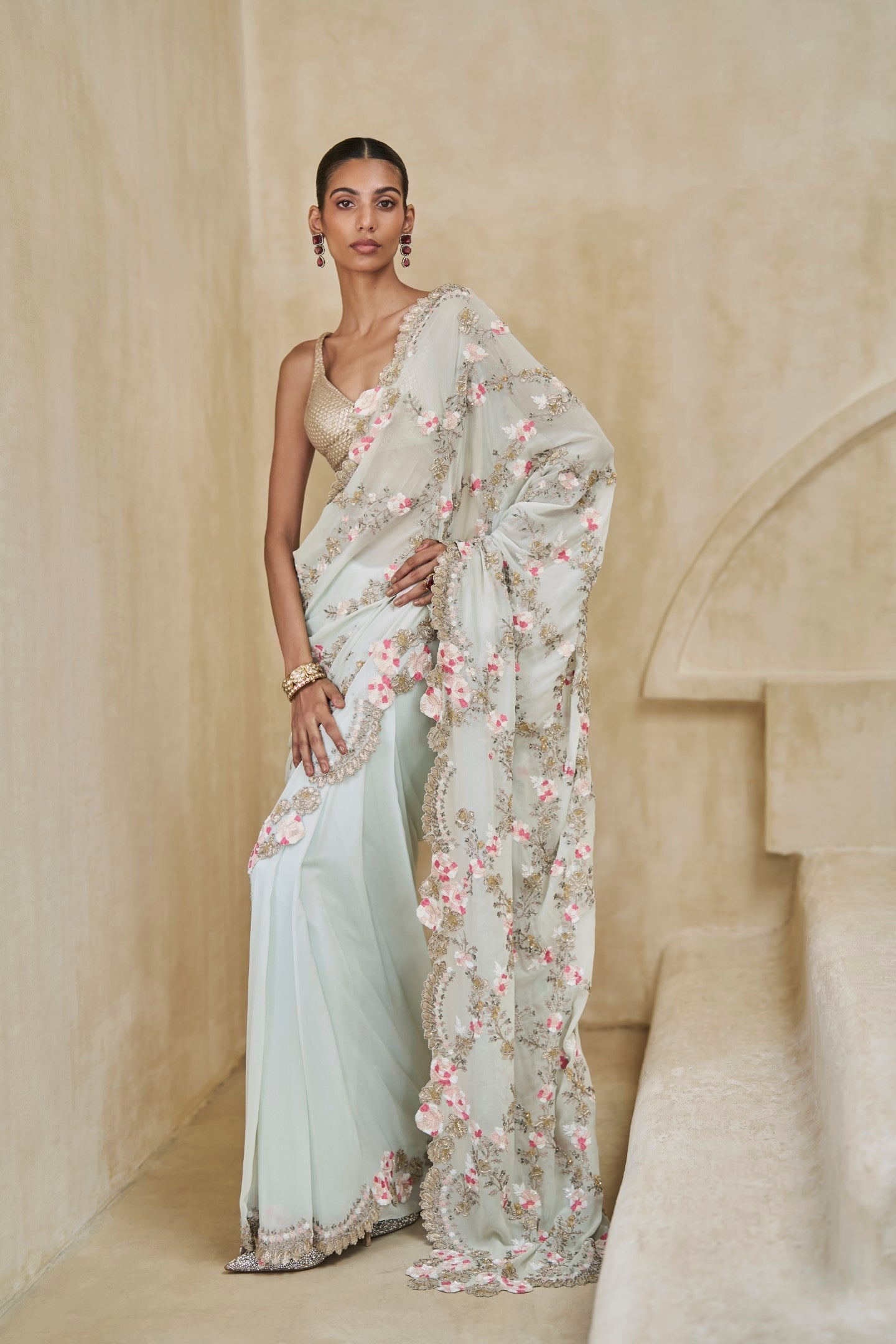 Marina Mist Saree And Blouse Set