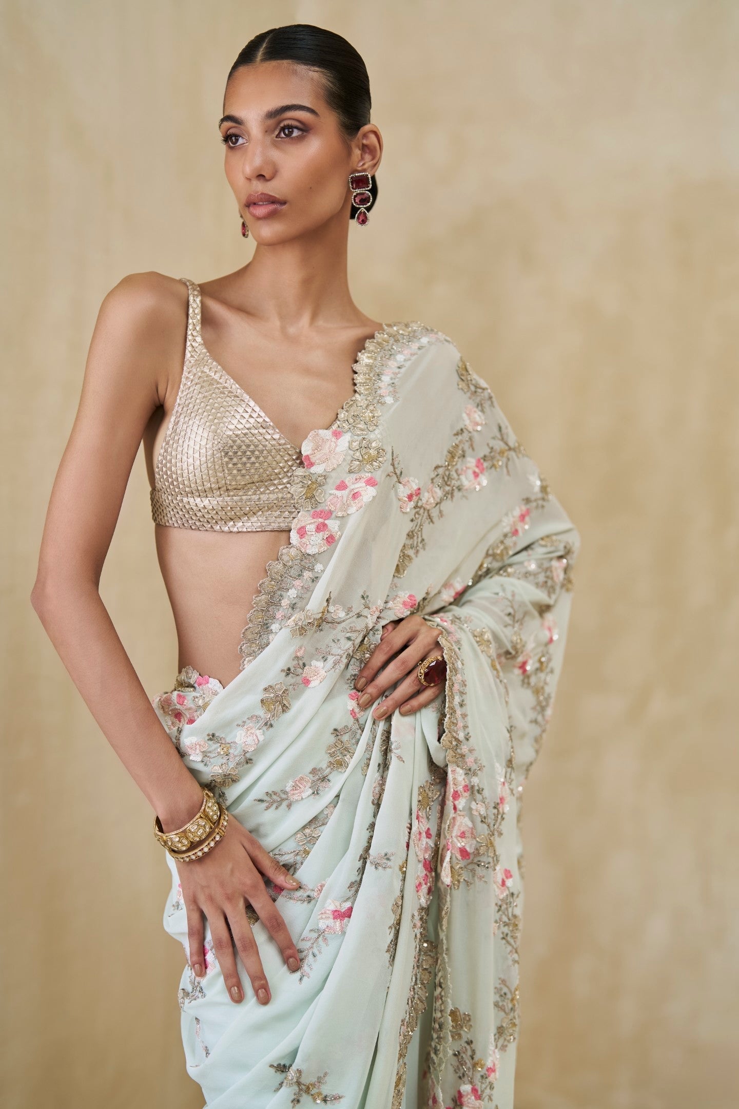 Marina Mist Saree And Blouse Set
