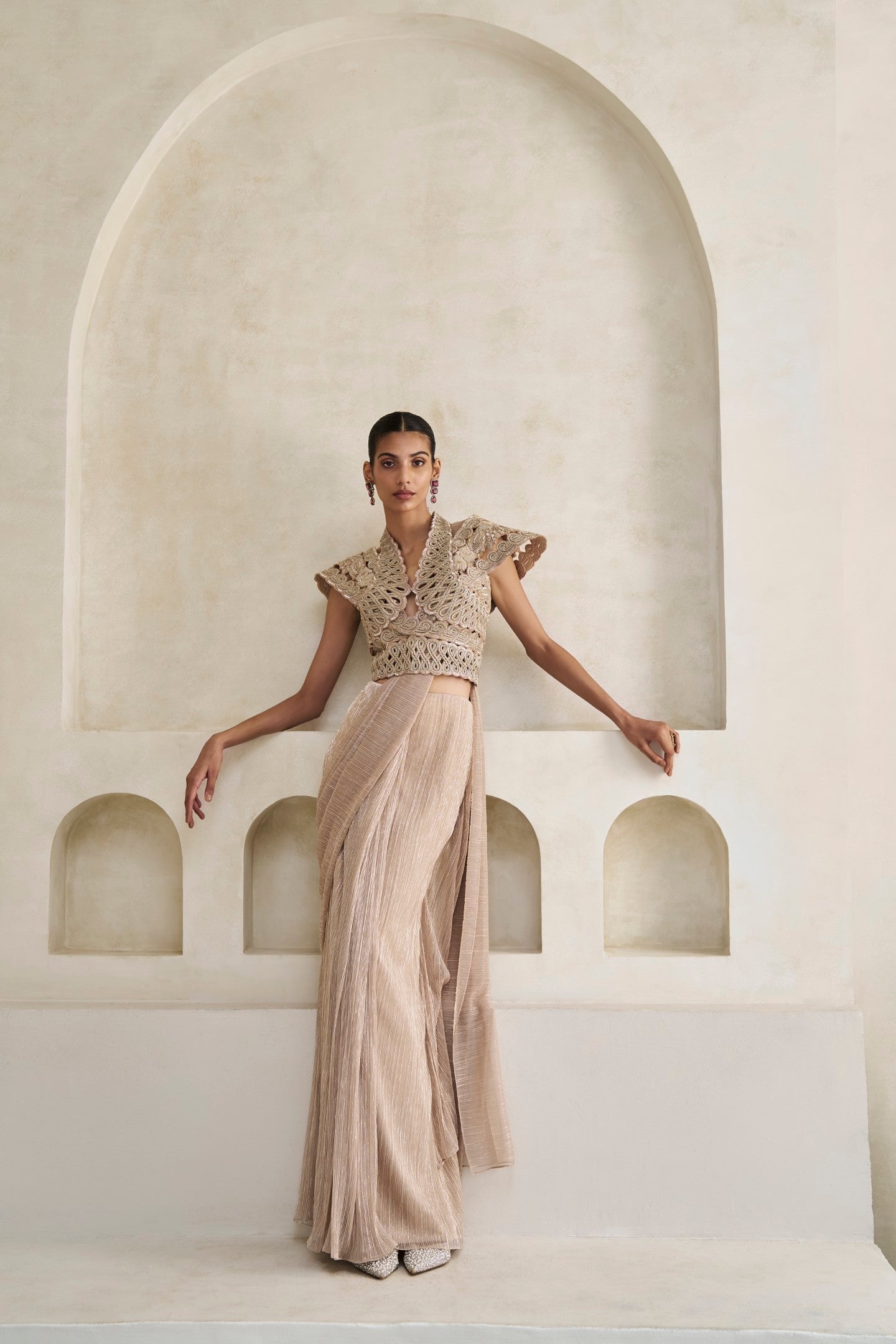 Celosia Arched Saree And Harness Set