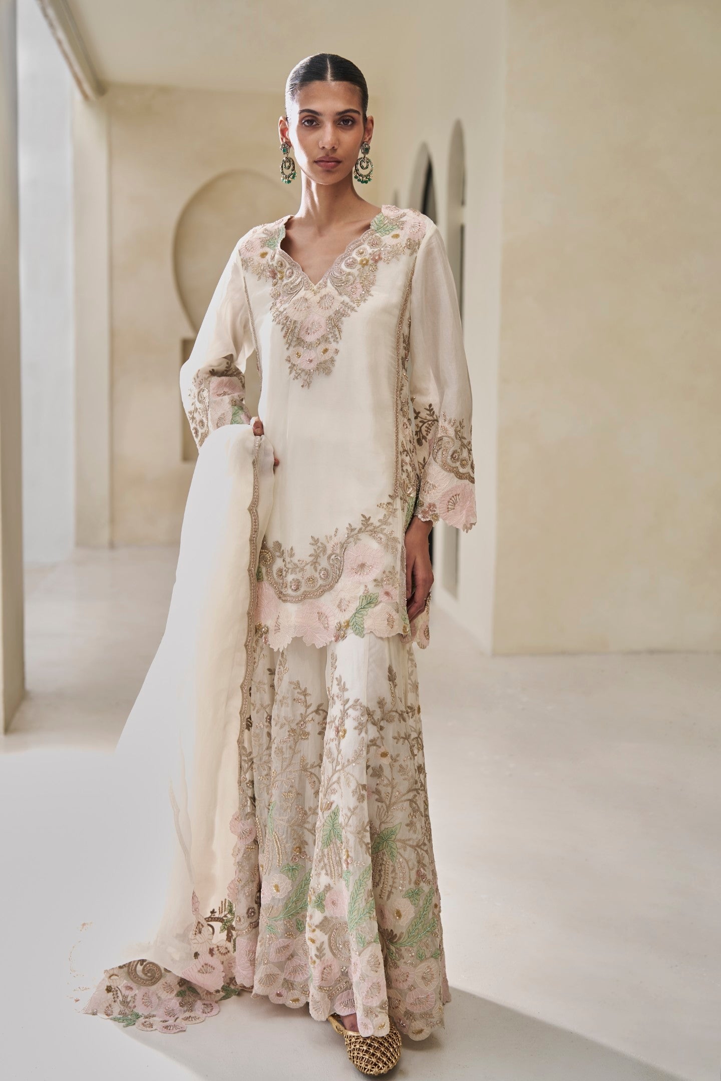 Lush Arbor Embroidered Sharara Set