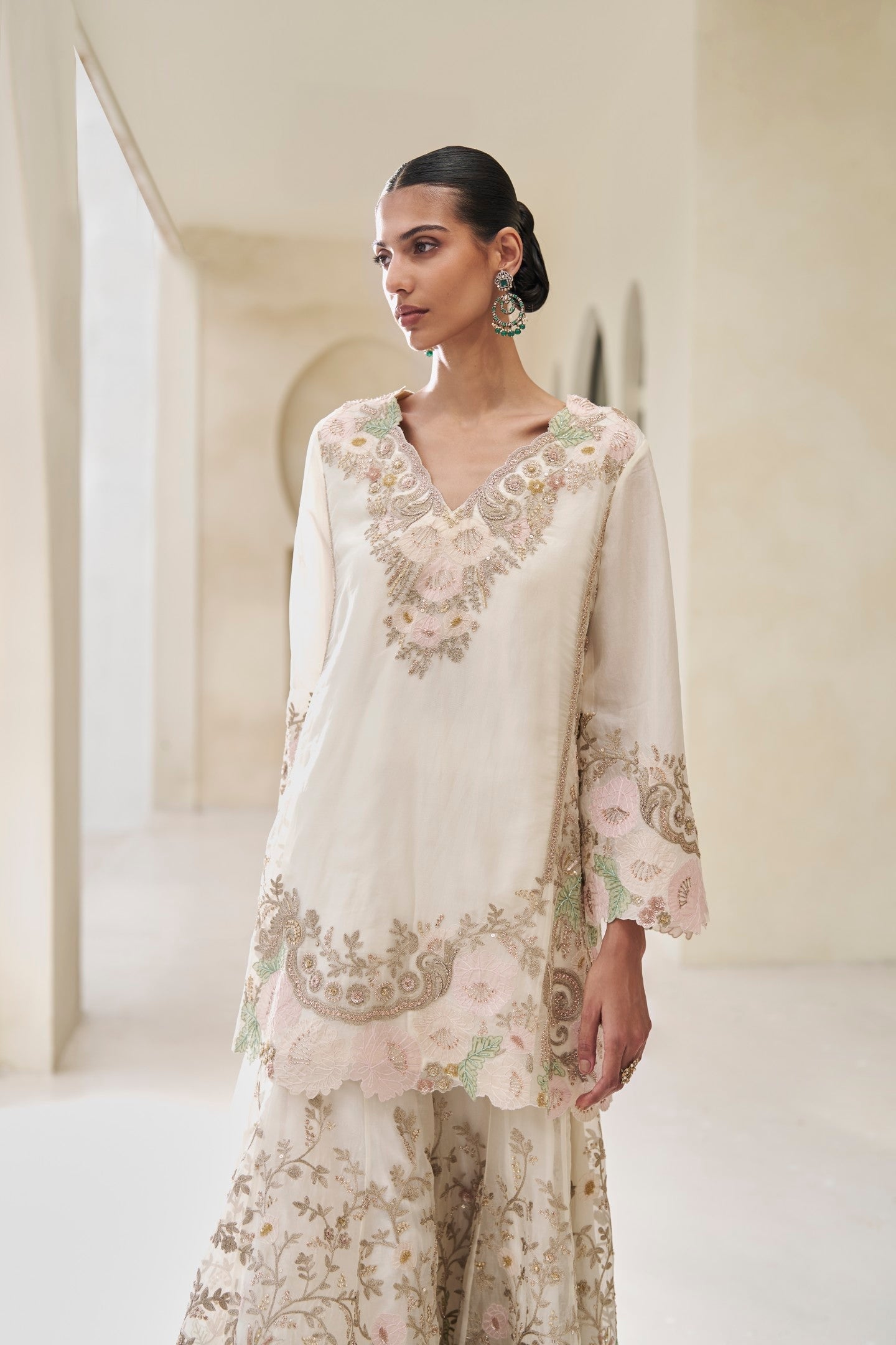 Lush Arbor Embroidered Sharara Set