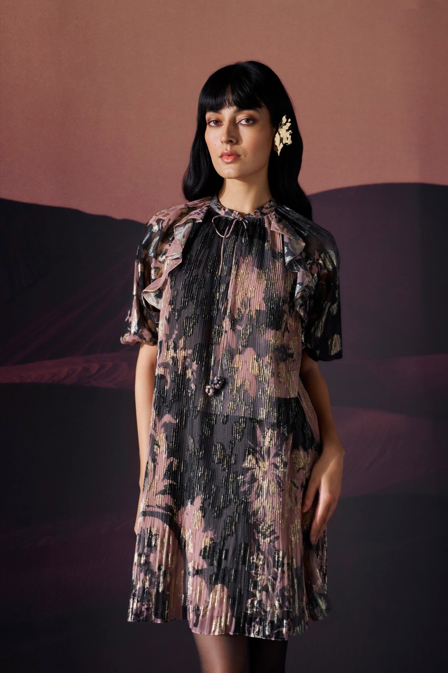 Araquis Twilight Bloom Shift Pleated Mini