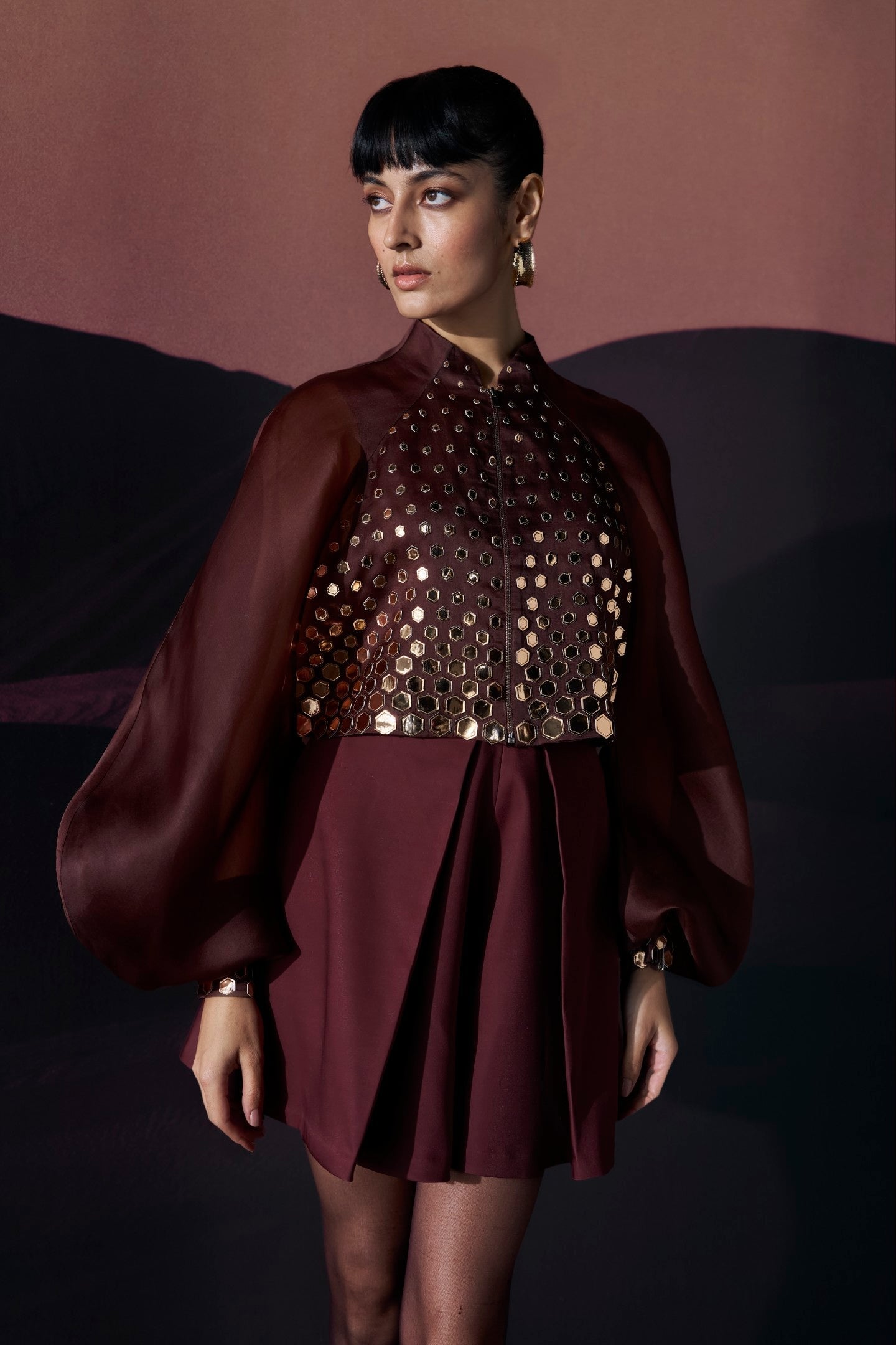 Araquis Garnet Halo Ensemble Bomber jacket