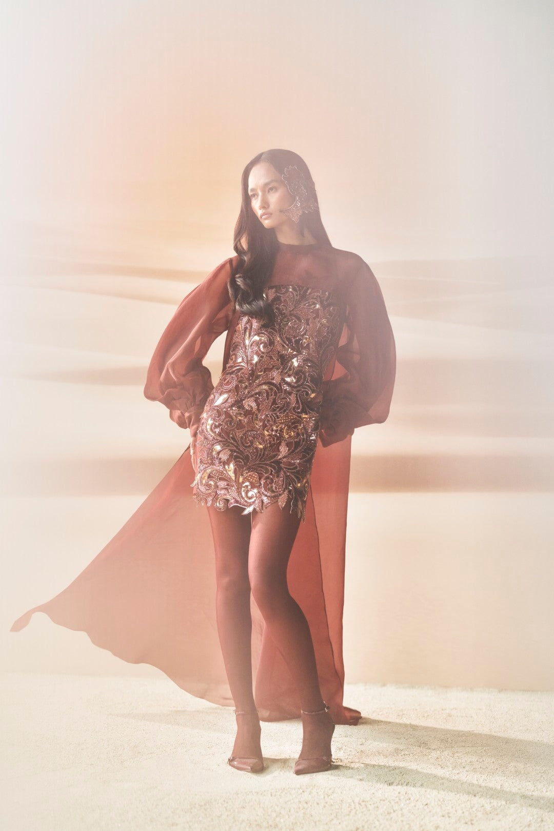 Araquis Cinnamon Haze Dress And Cape