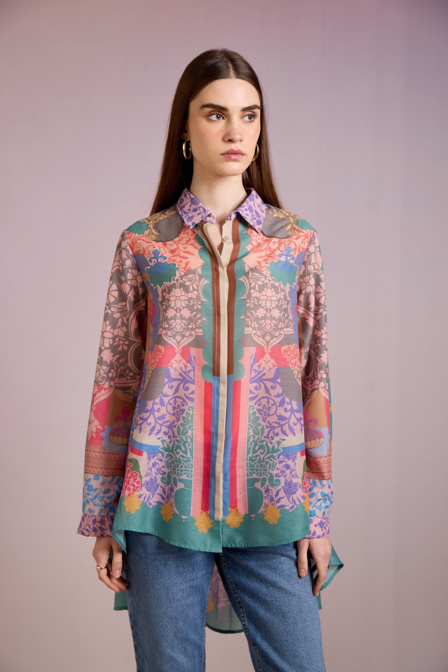 ORNAMENT HIGH-LOW SHIRT