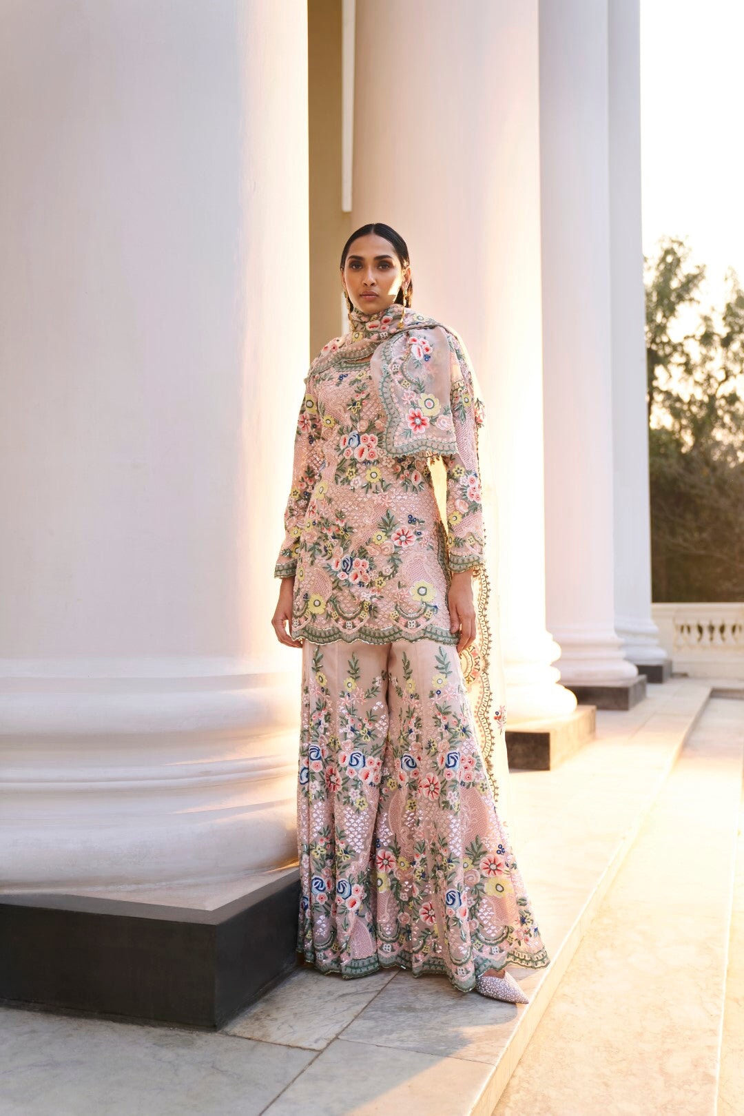 The XV Couture Embroidered Sharara Set