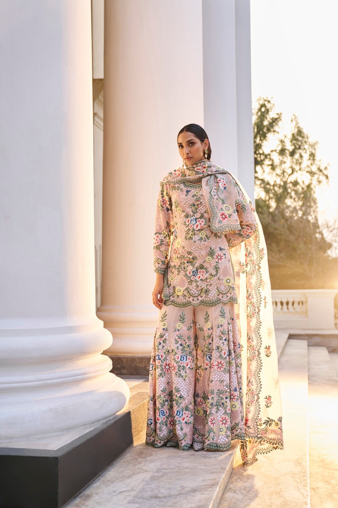 The XV Couture Embroidered Sharara Set