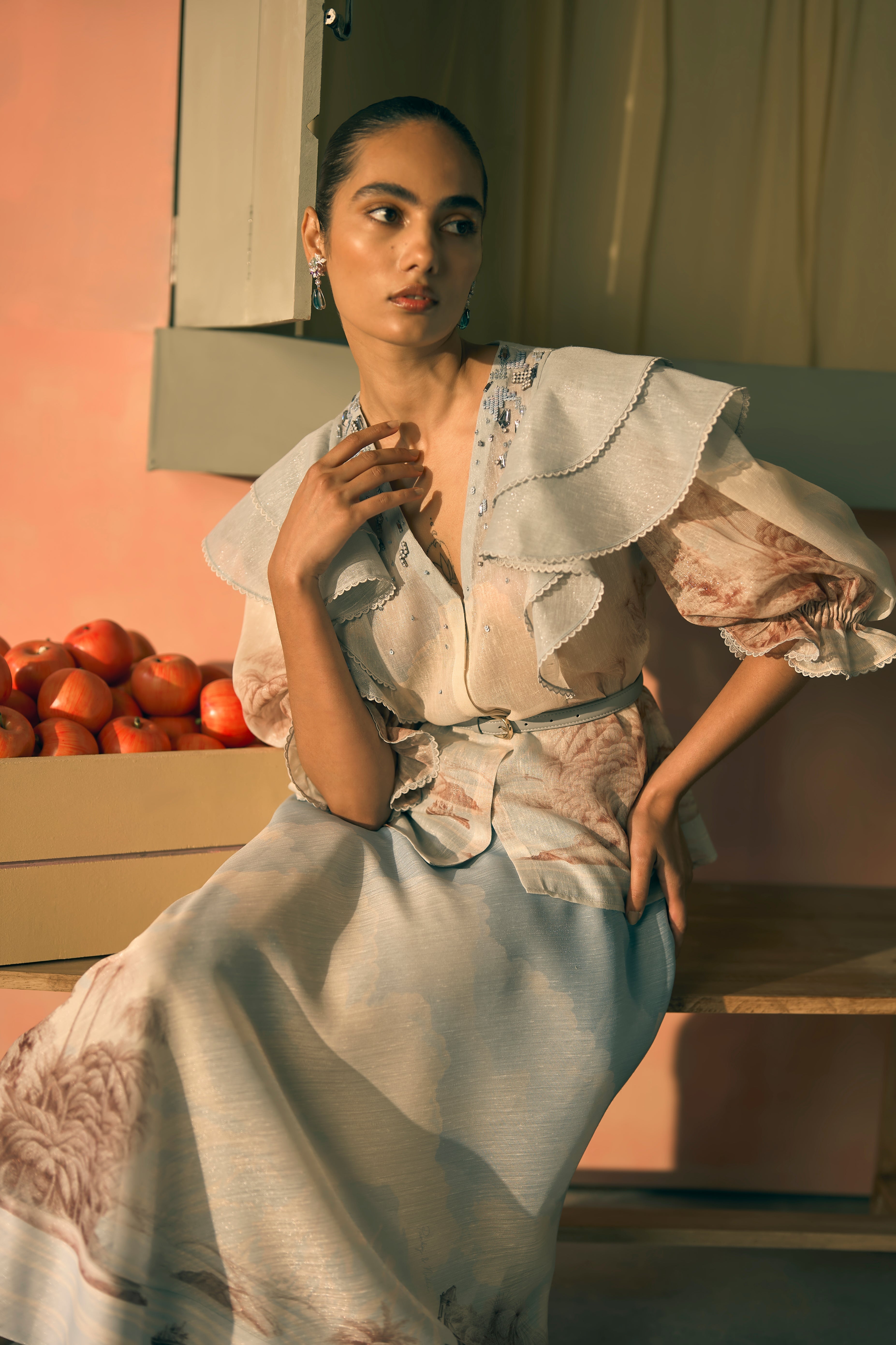 Porto Delft Bloom Top And Skirt