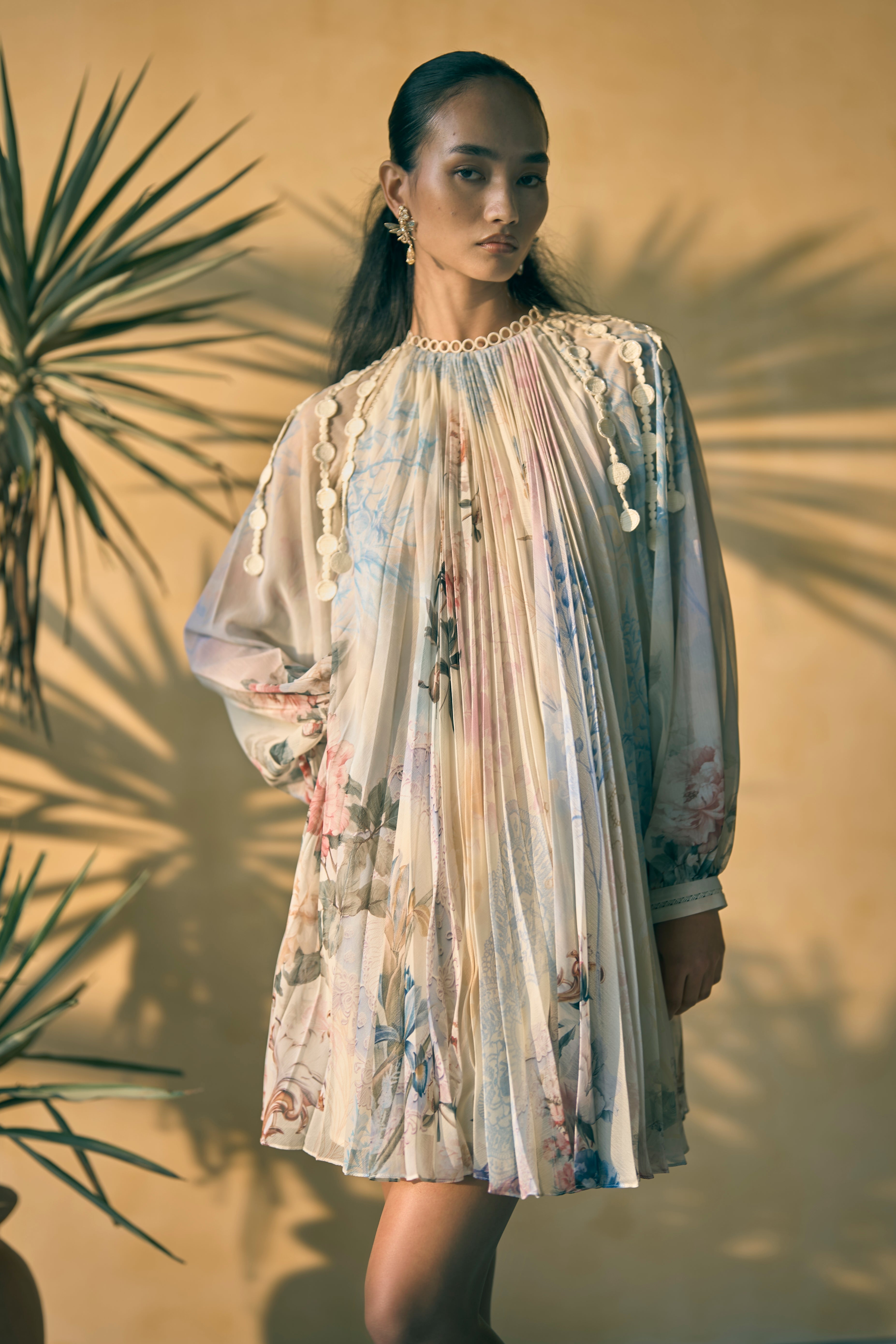 Porto Sage Sfumato Pleated Dress