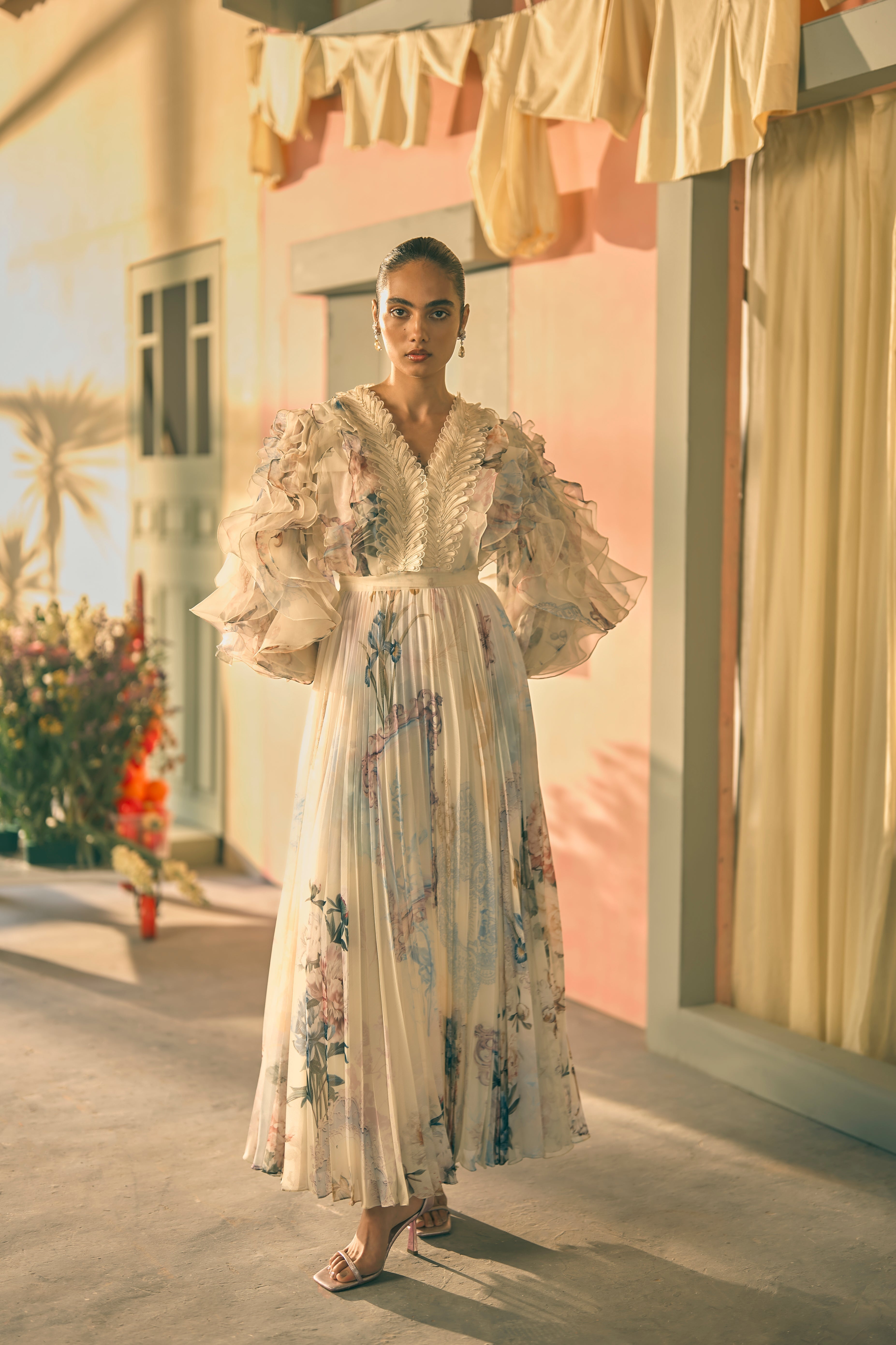 Porto Herbarium Pleated Maxi Dress