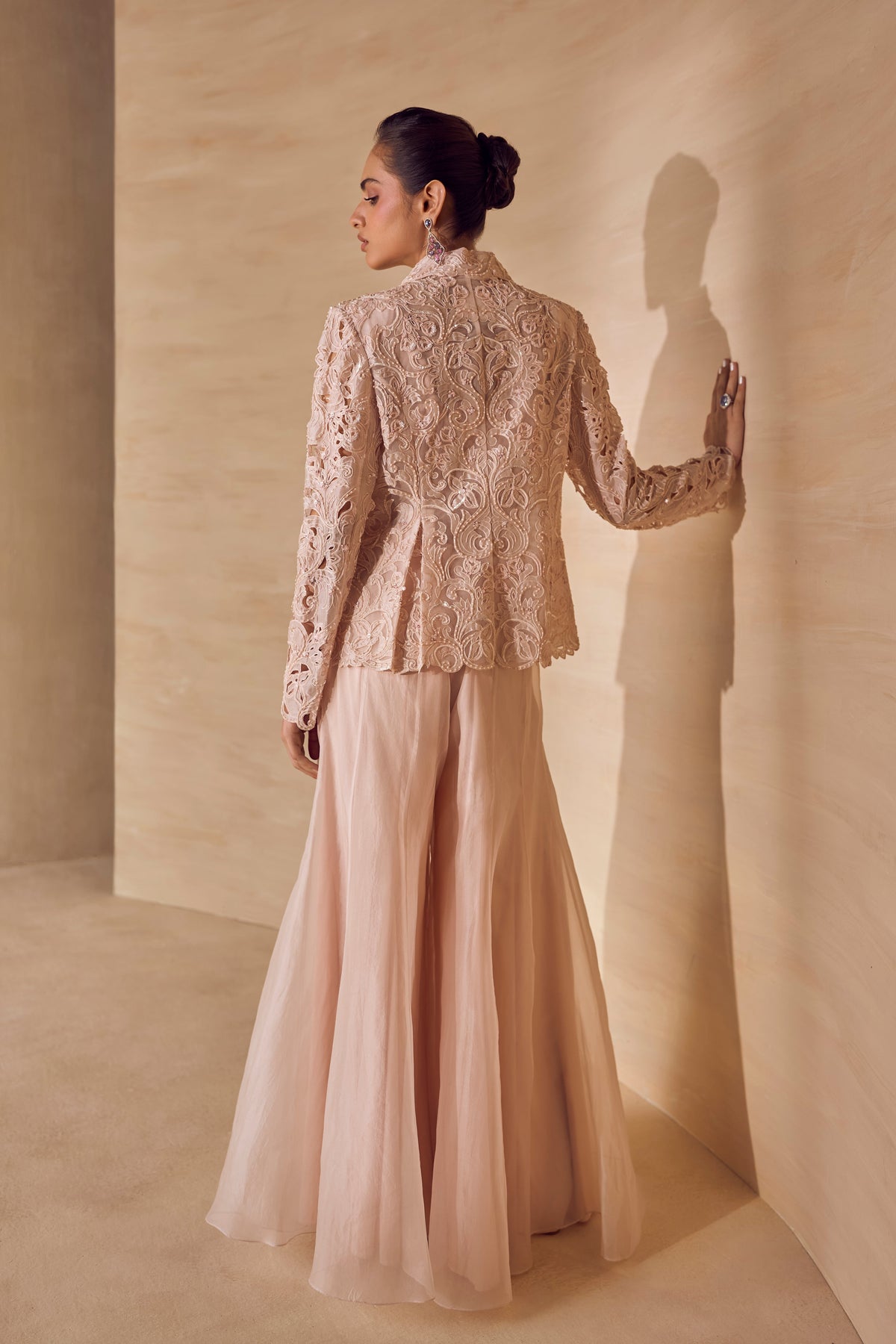 Ecru Bloom Cutwork Jacket Set