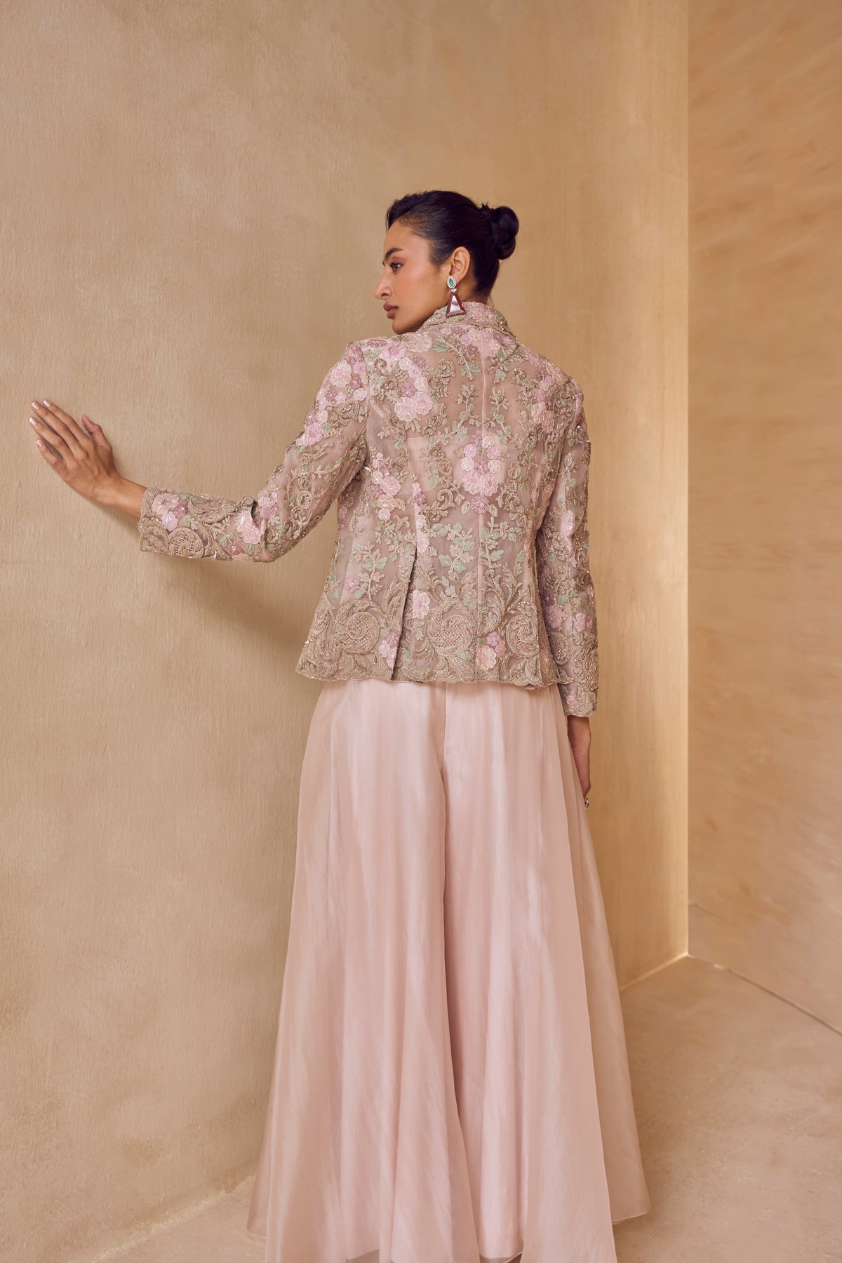 Blush Petal Embriodered Jacket Set